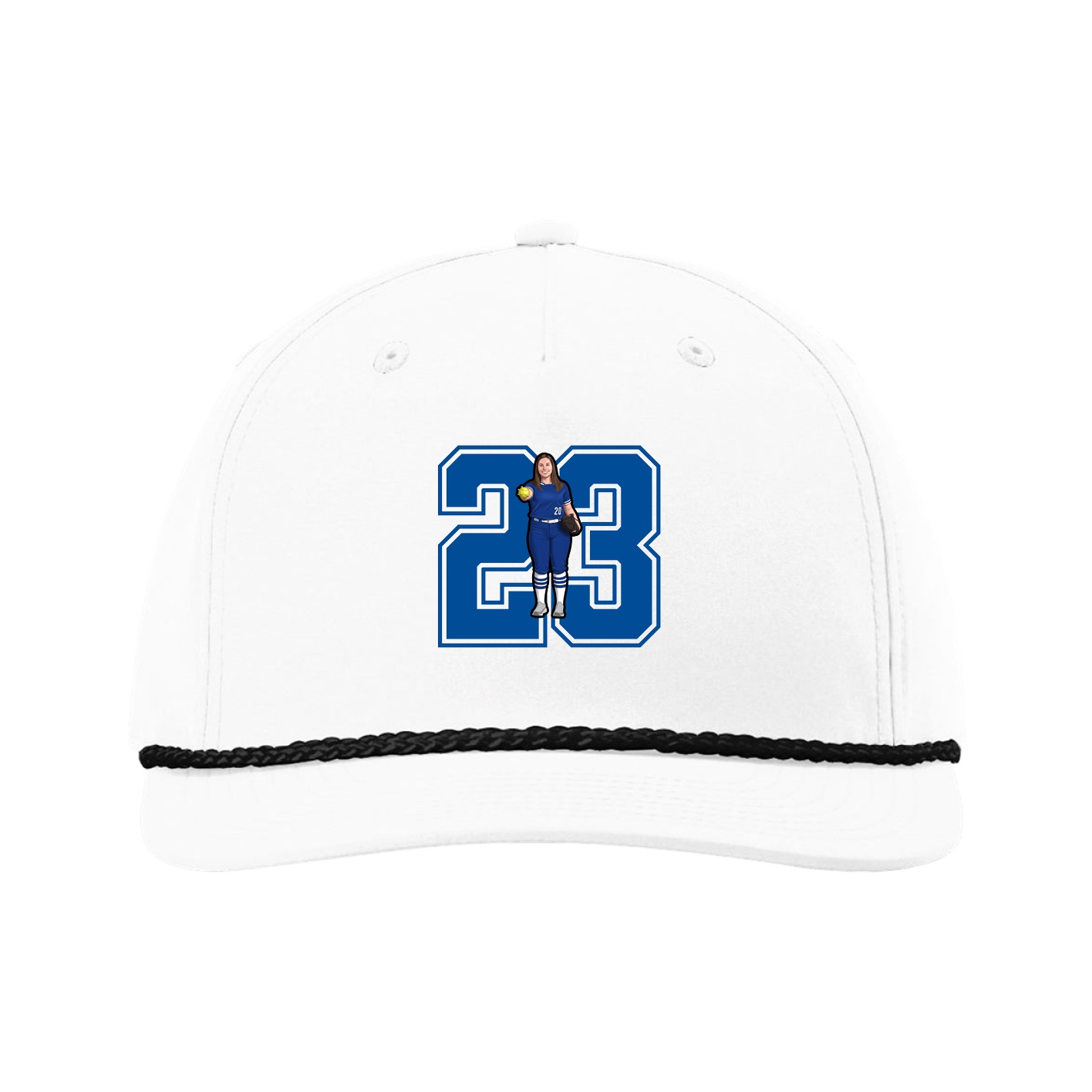 Five-Panel Classic Rope Cap — Number in White