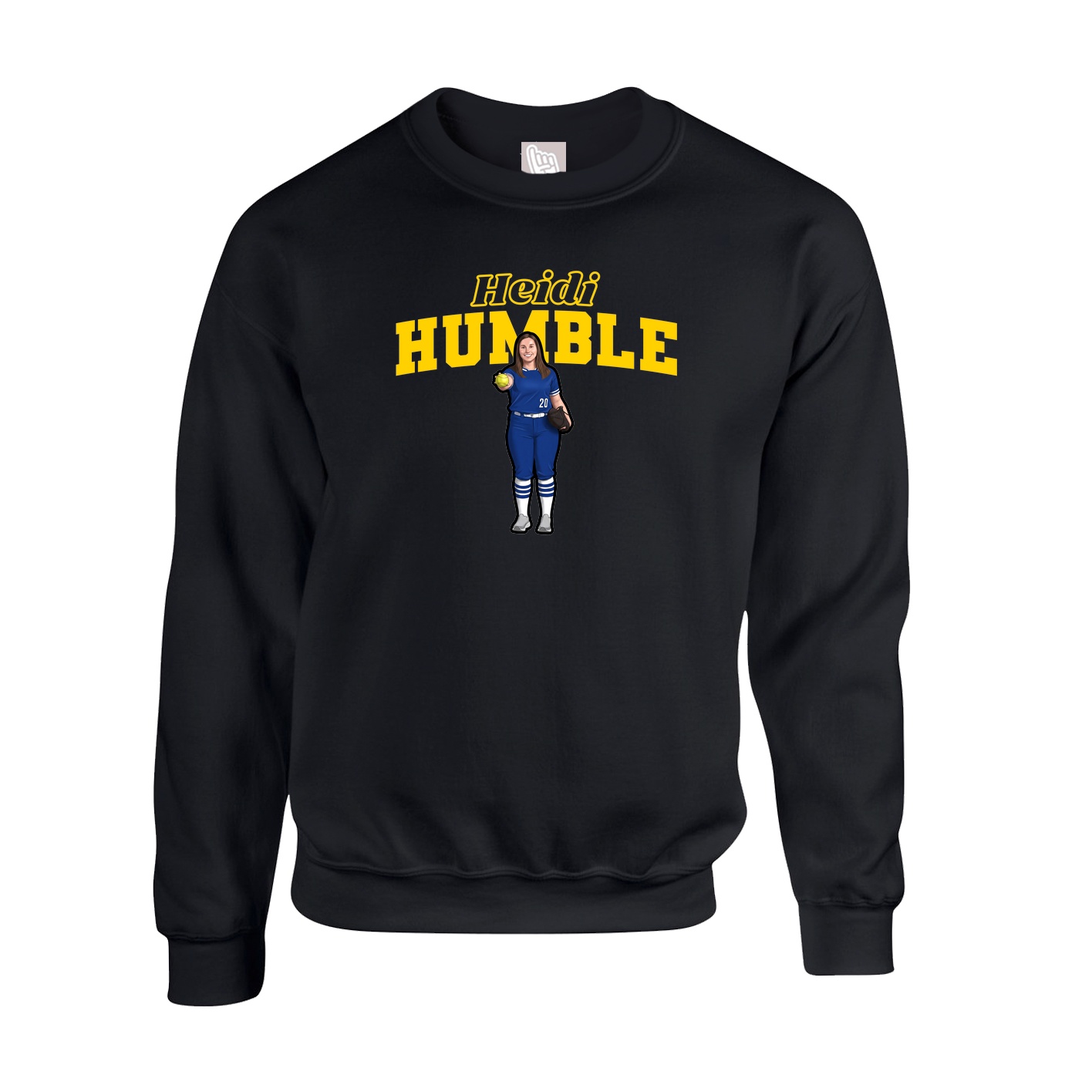 Fleece Crew — Name Arch in Black
