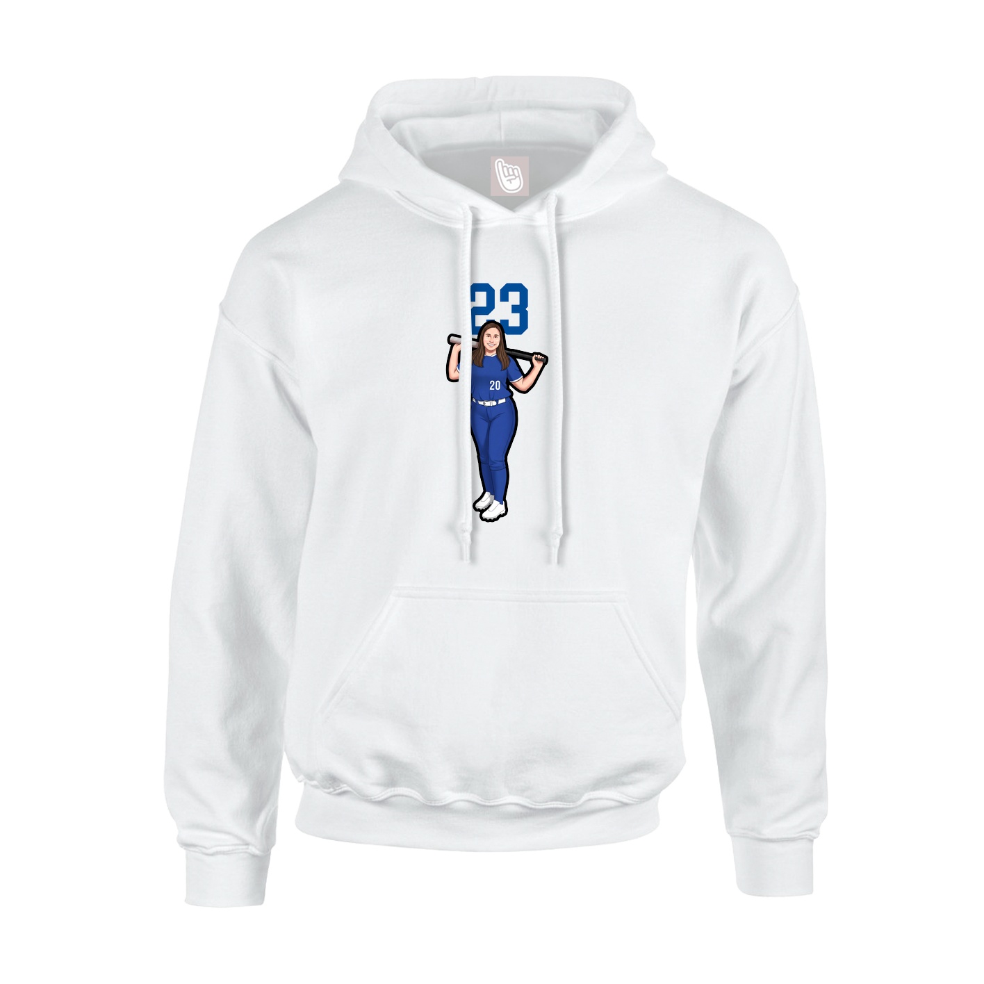 Youth Hoodie — Number Top in White