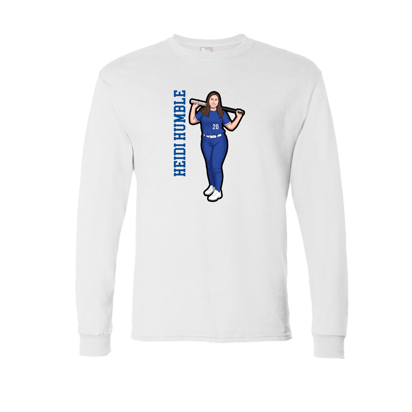 Long Sleeve Tee — Name Vertical in White