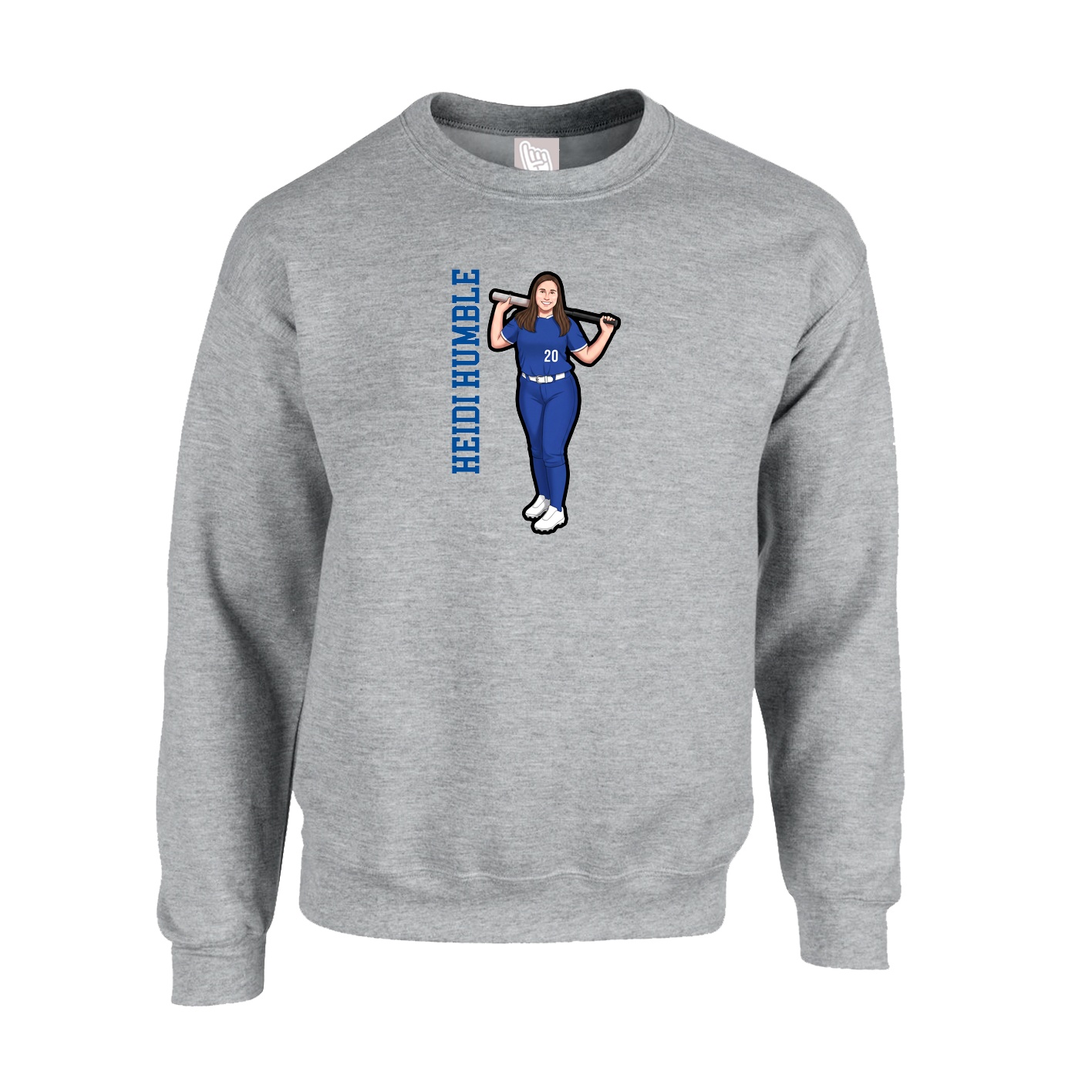 Fleece Crew — Name Vertical in Grey
