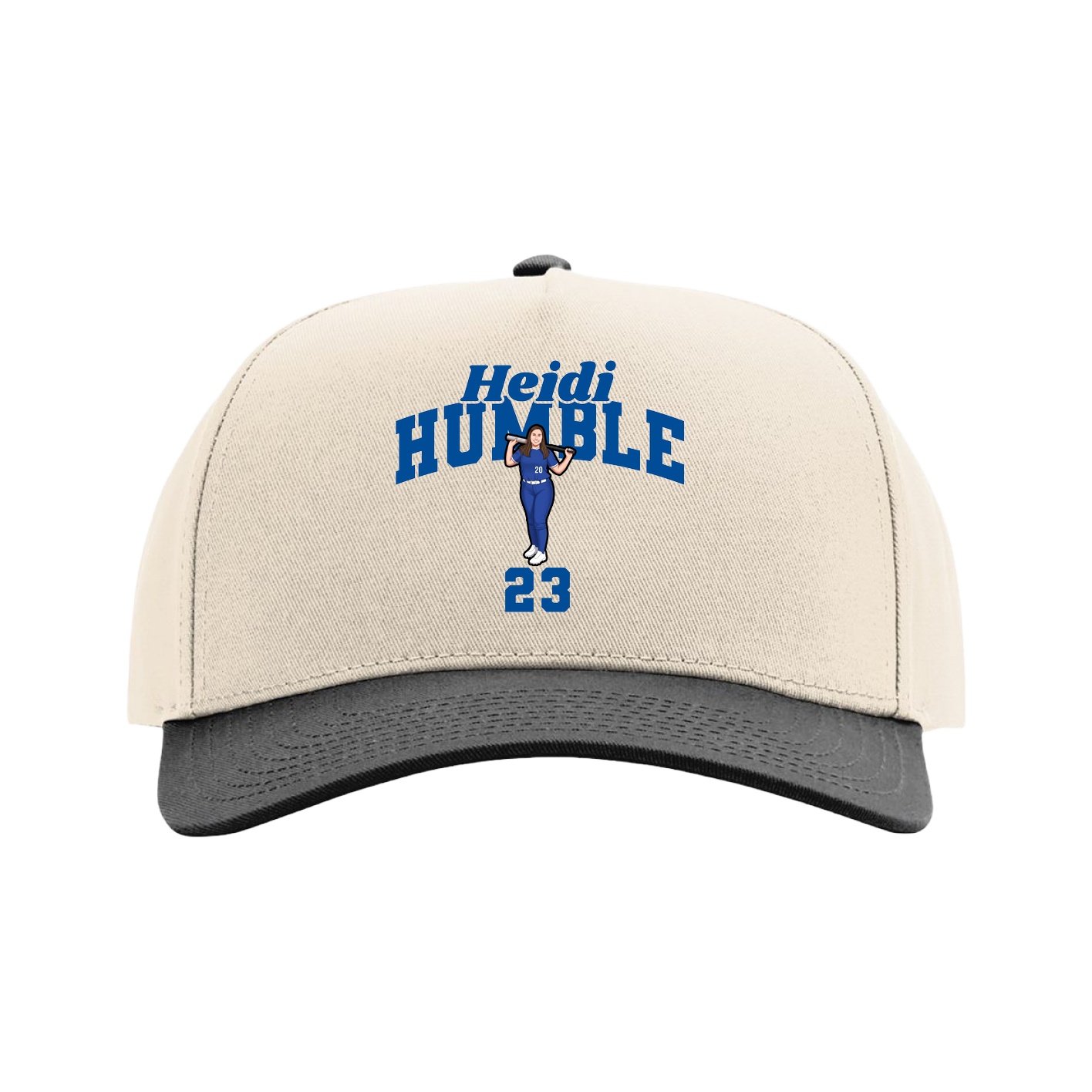 Full Fabric Five-Panel Champ Cap — Signature Arch in Cream/Black