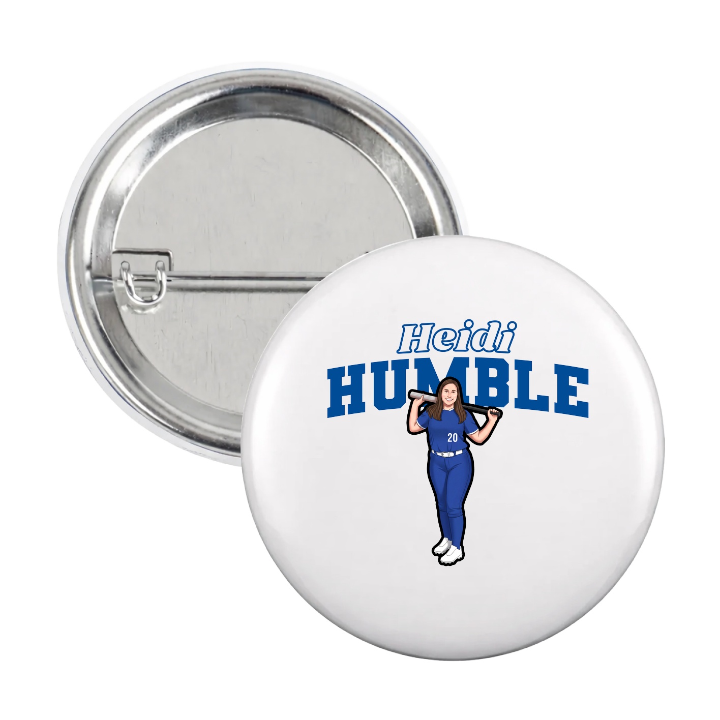 Game Day Button — Name Arch in White