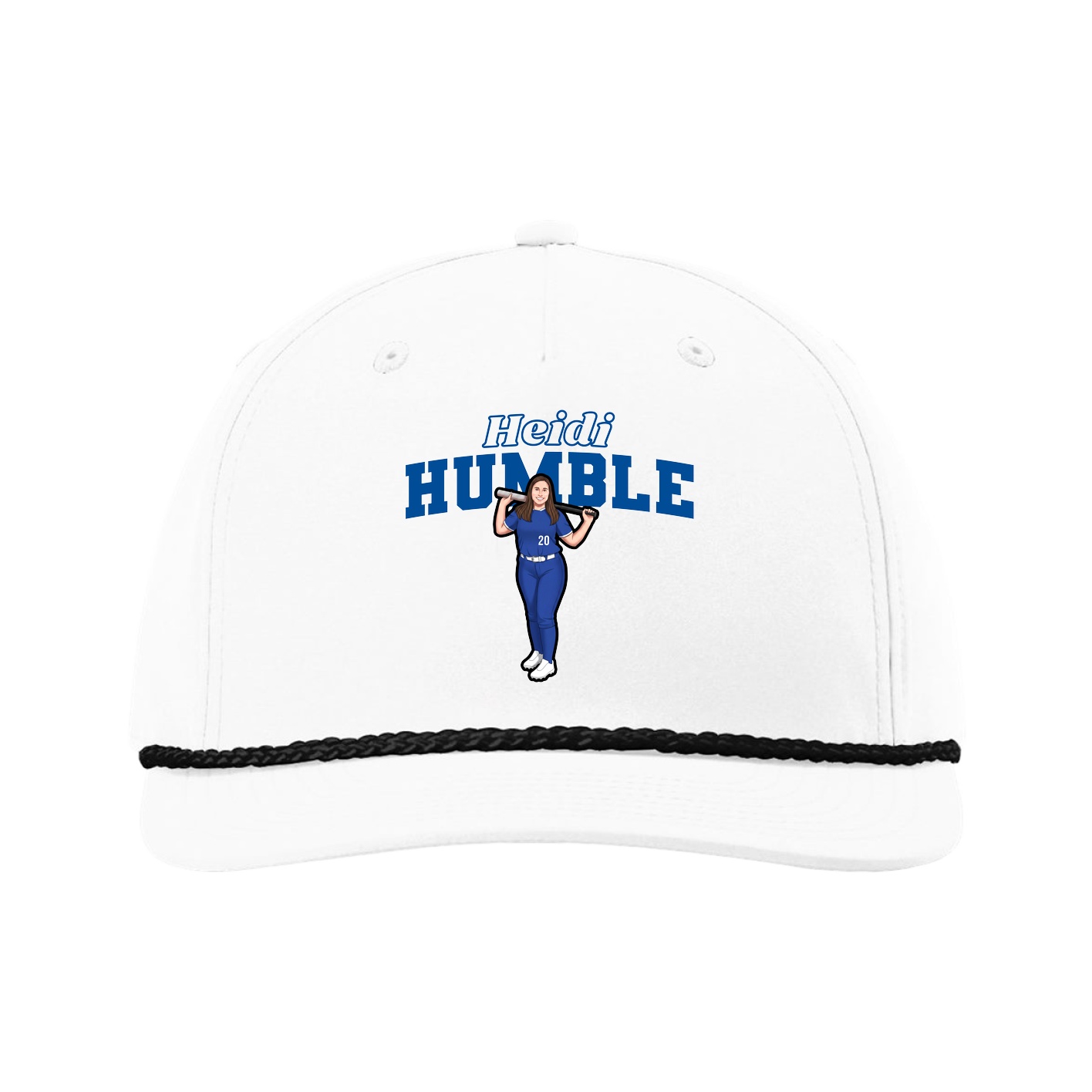 Five-Panel Classic Rope Cap — Name Arch in White