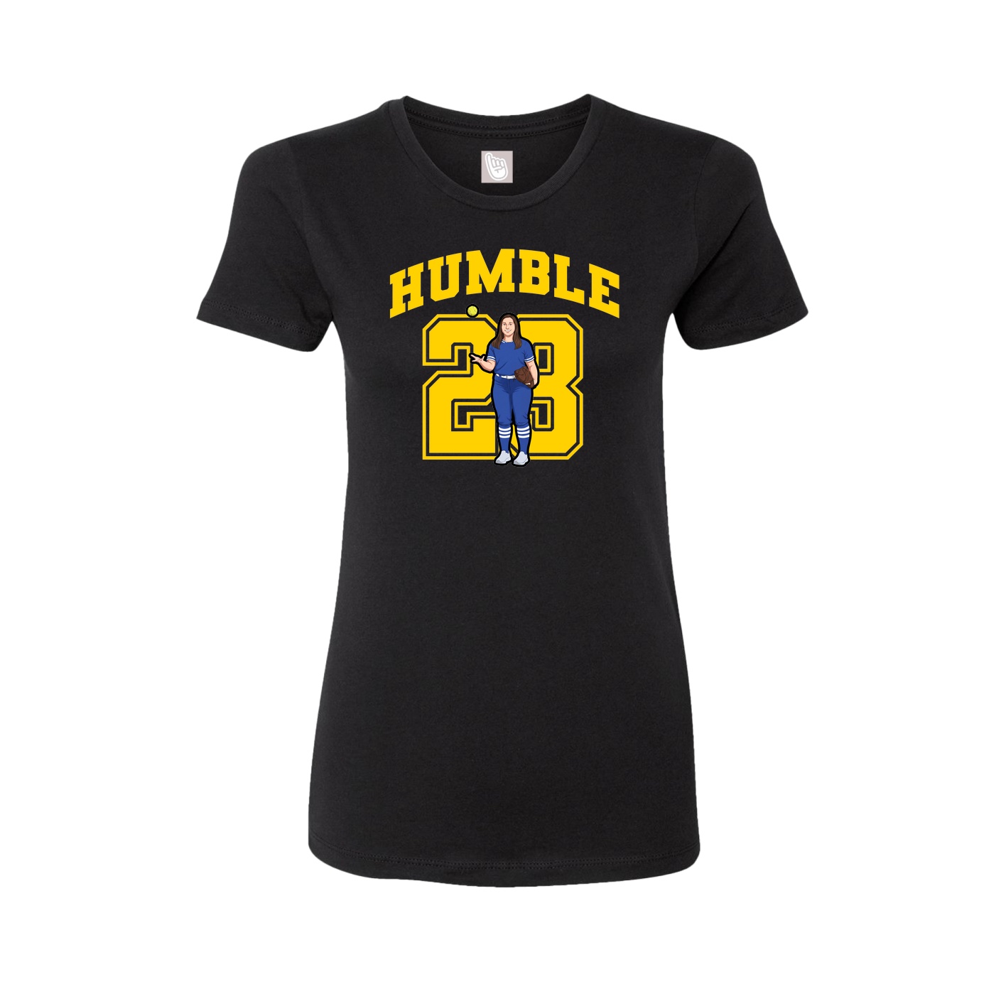 Fitted Women's Tee — Number in Black