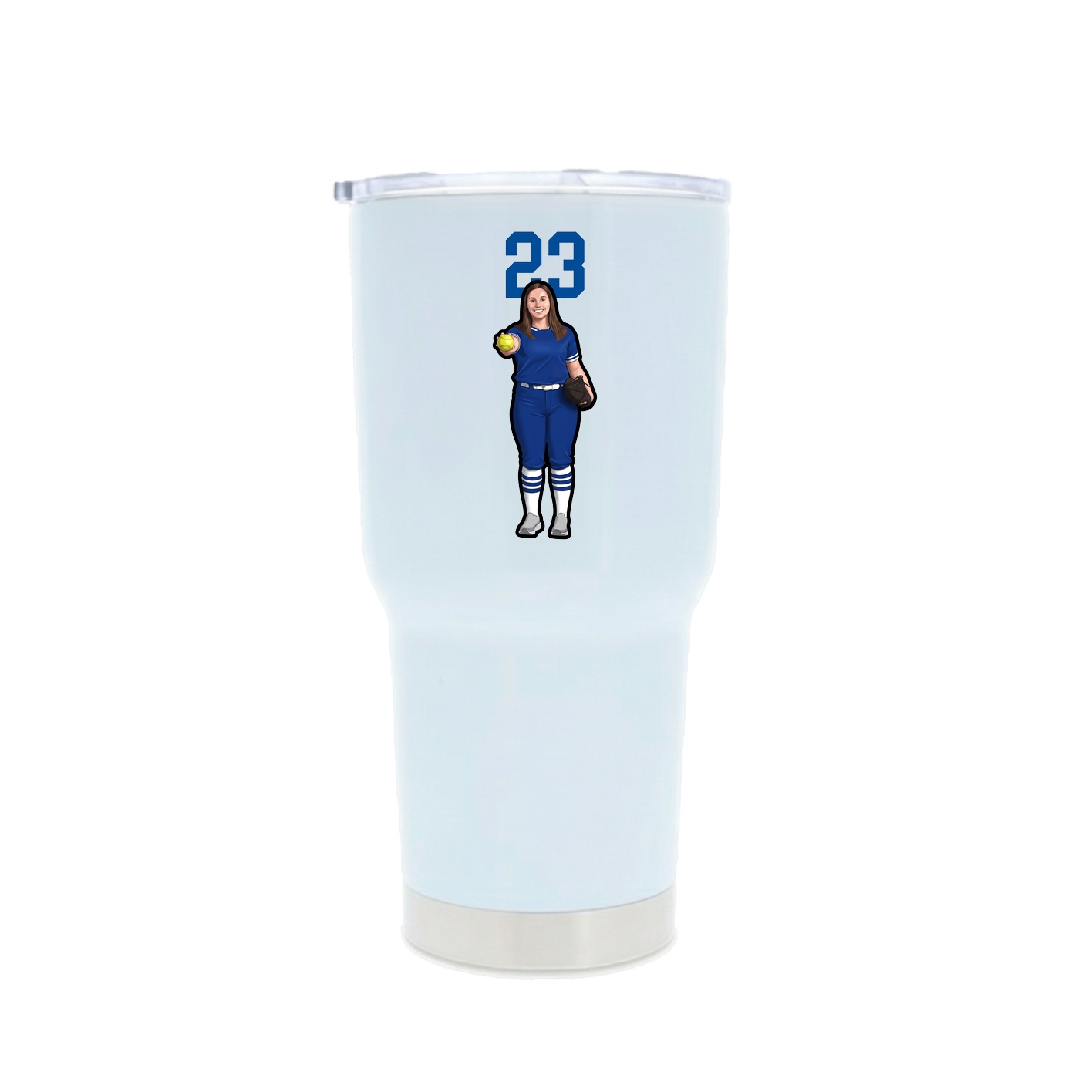 30oz Stainless Steel Tumbler — Number Top in White