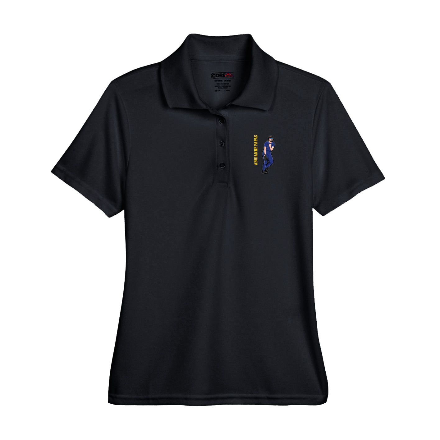Performance Polo — Name Vertical in Black