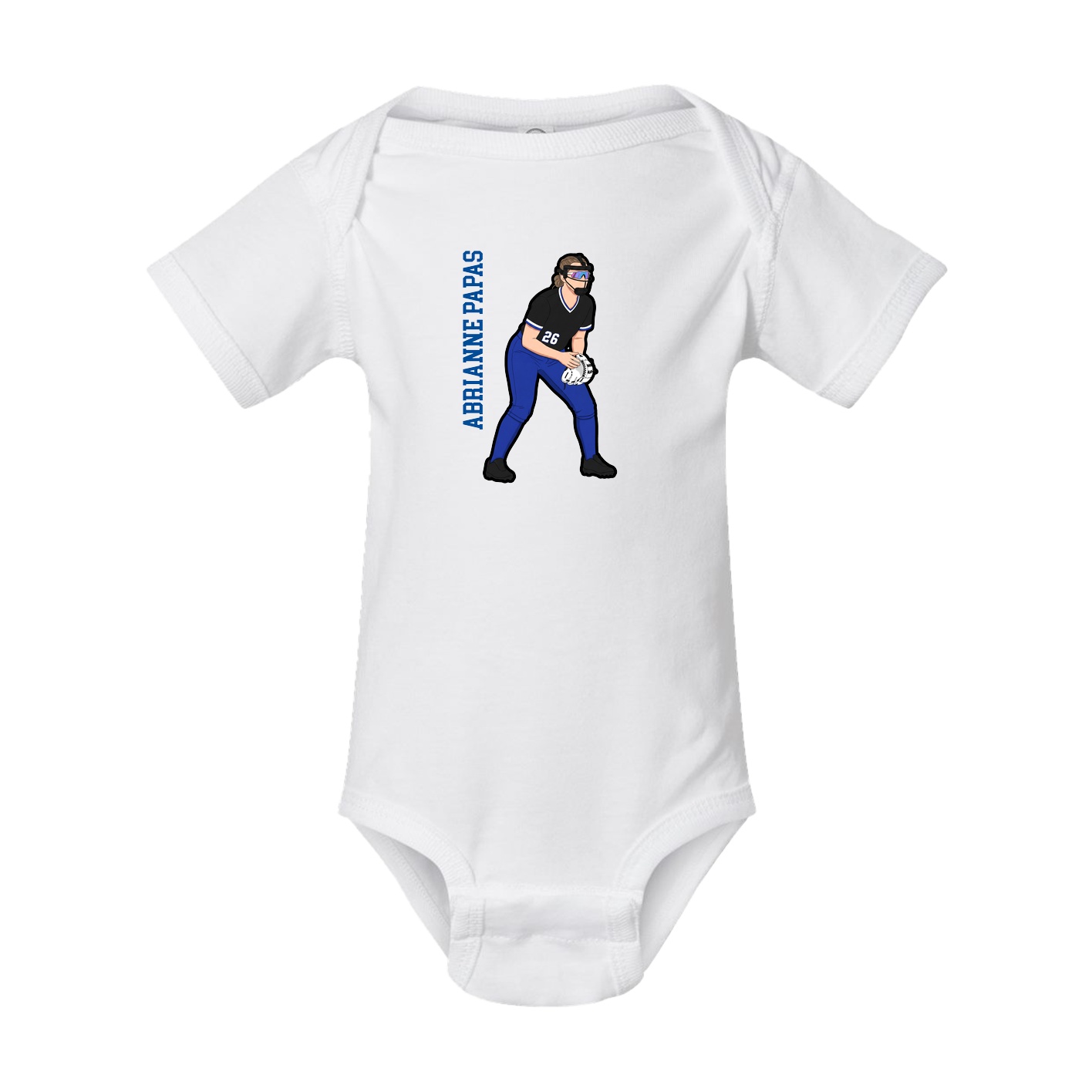 Baby Onesie — Name Vertical in White