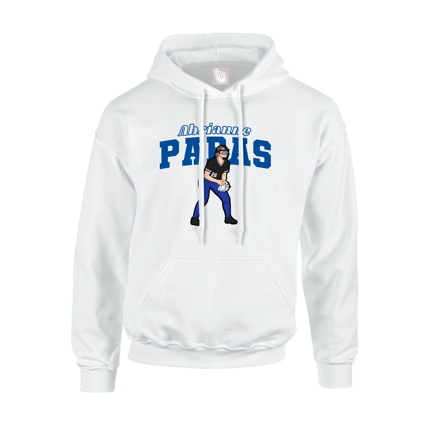 Youth Hoodie — Name Arch in White