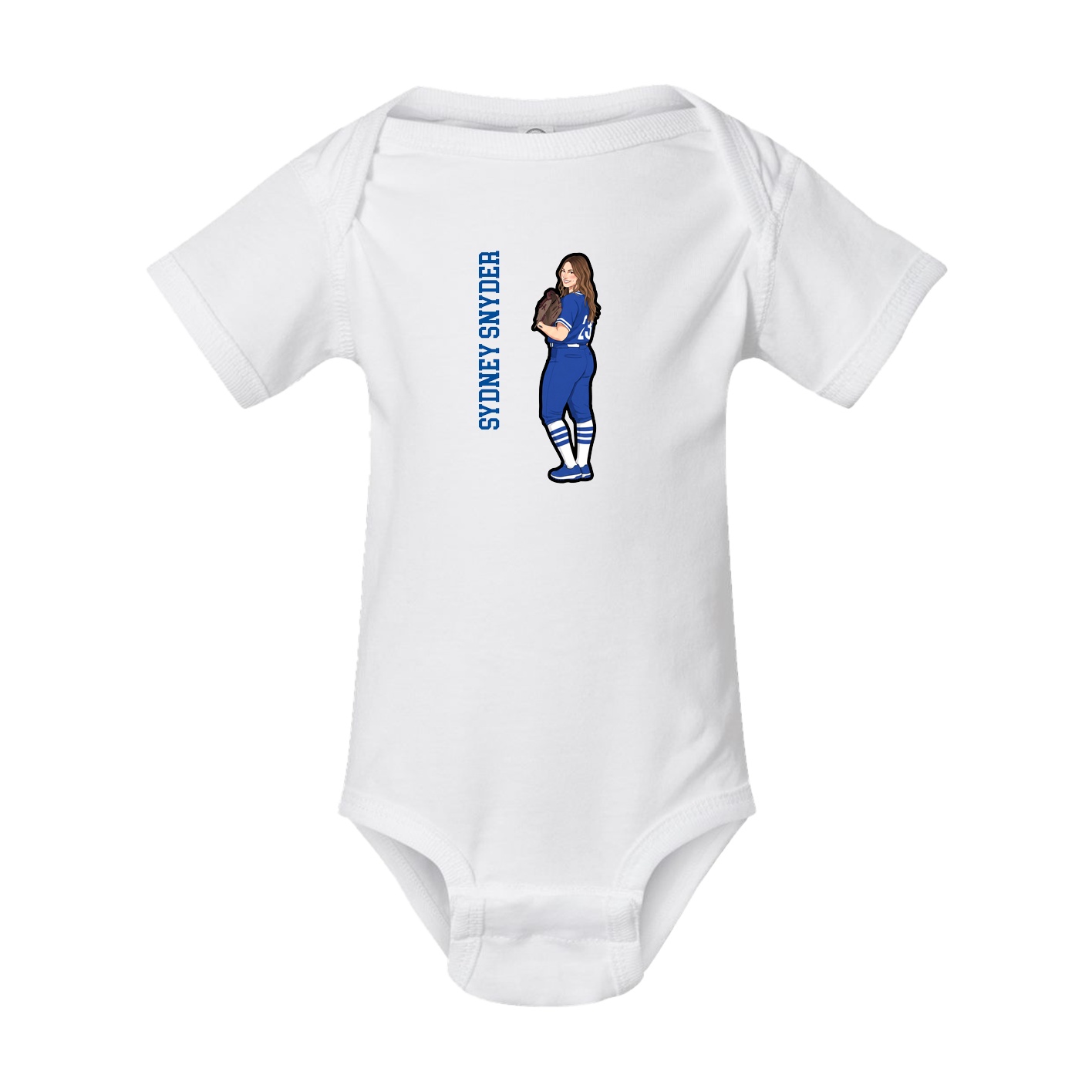 Baby Onesie — Name Vertical in White