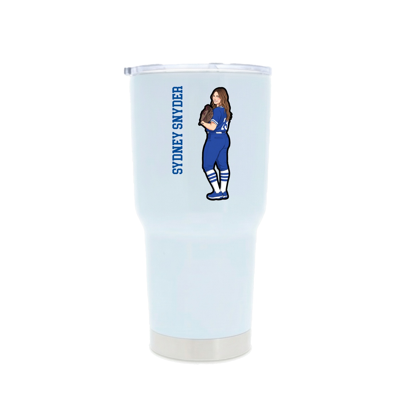 30oz Stainless Steel Tumbler — Name Vertical in White