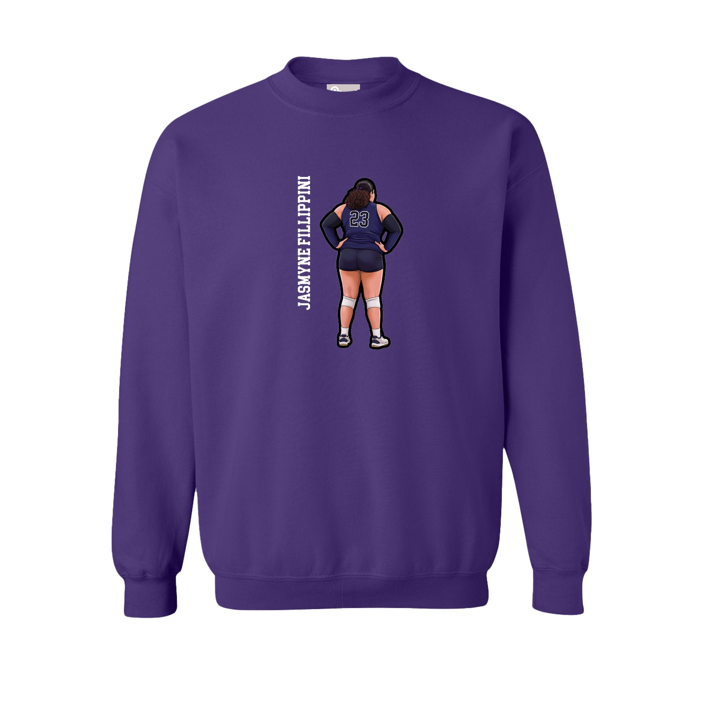 Fleece Crew — Name Vertical in Purple