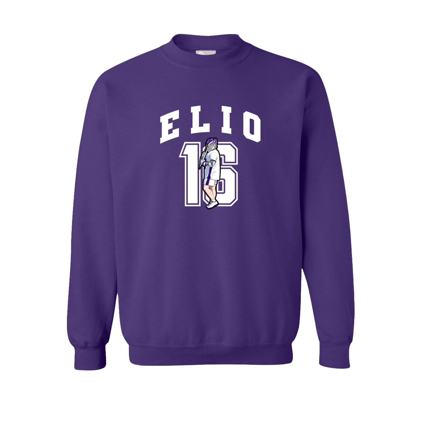 Fleece Crew — Number in Purple