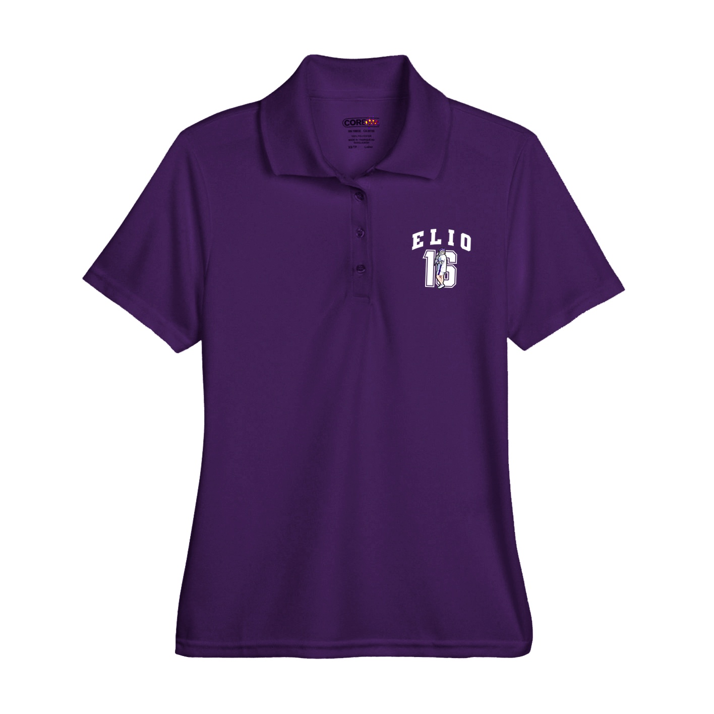 Womens Performance Polo — Number in Purple