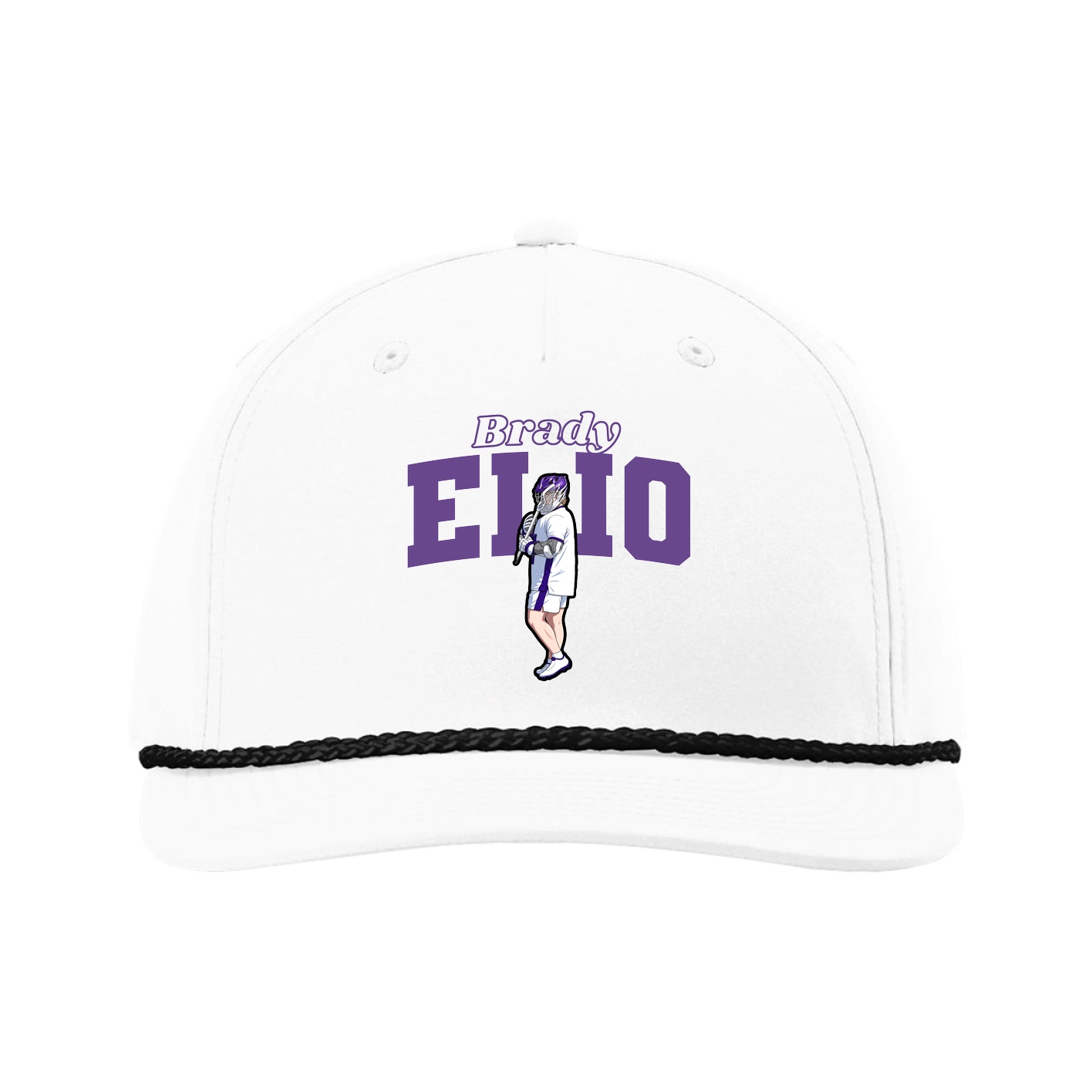 Five-Panel Classic Rope Cap — Name Arch in White