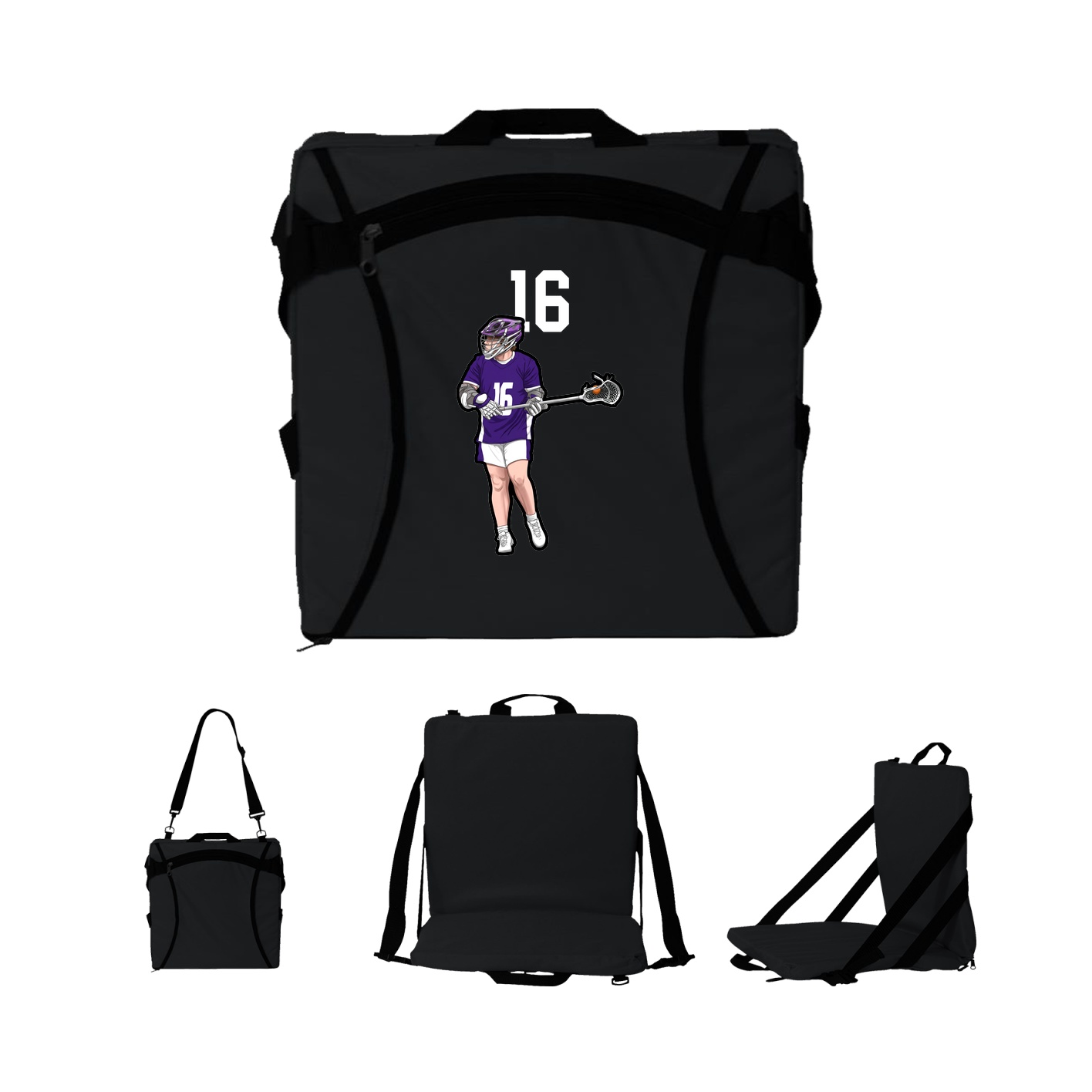 Folding Stadium Seat — Number Top in Black