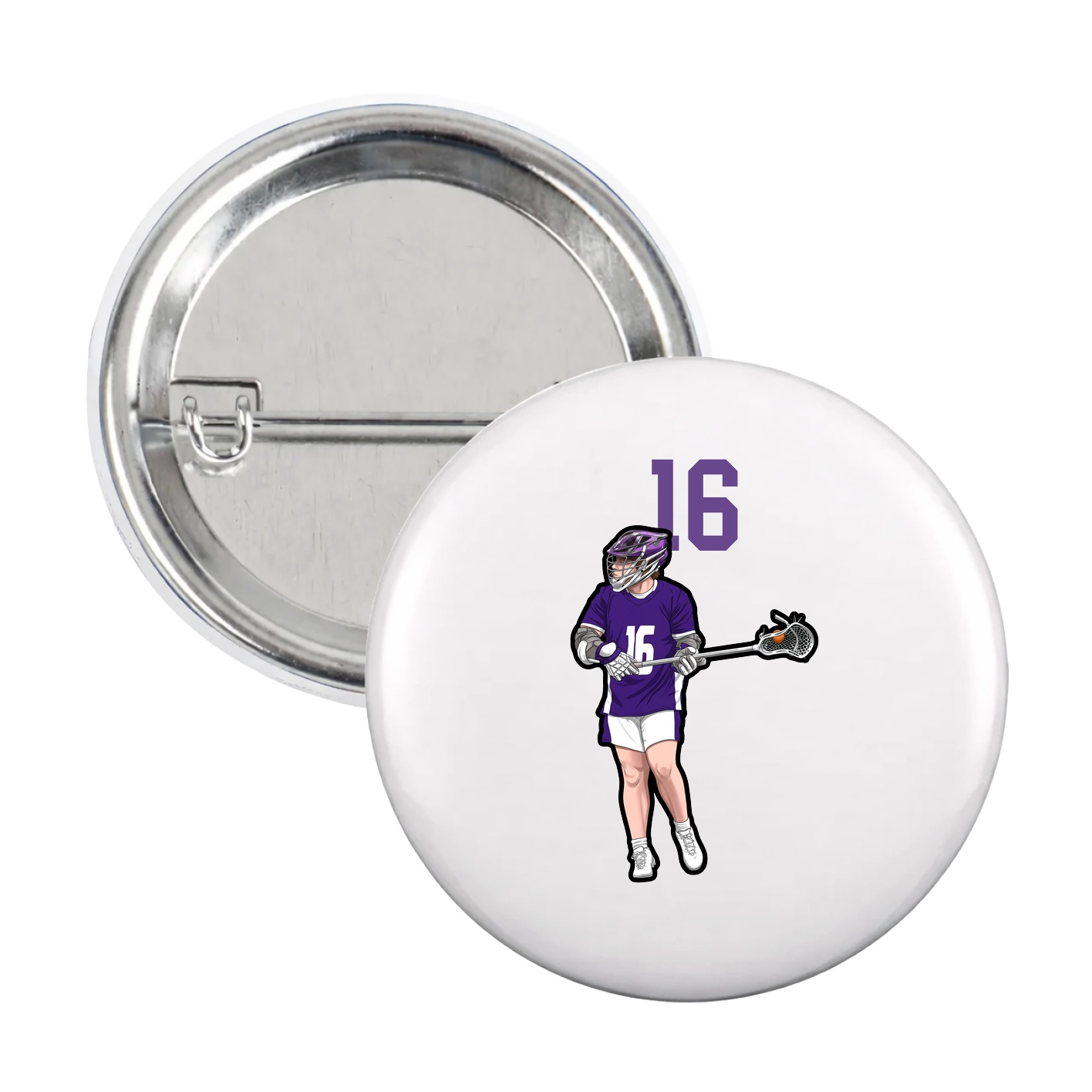 Game Day Button — Number Top in White