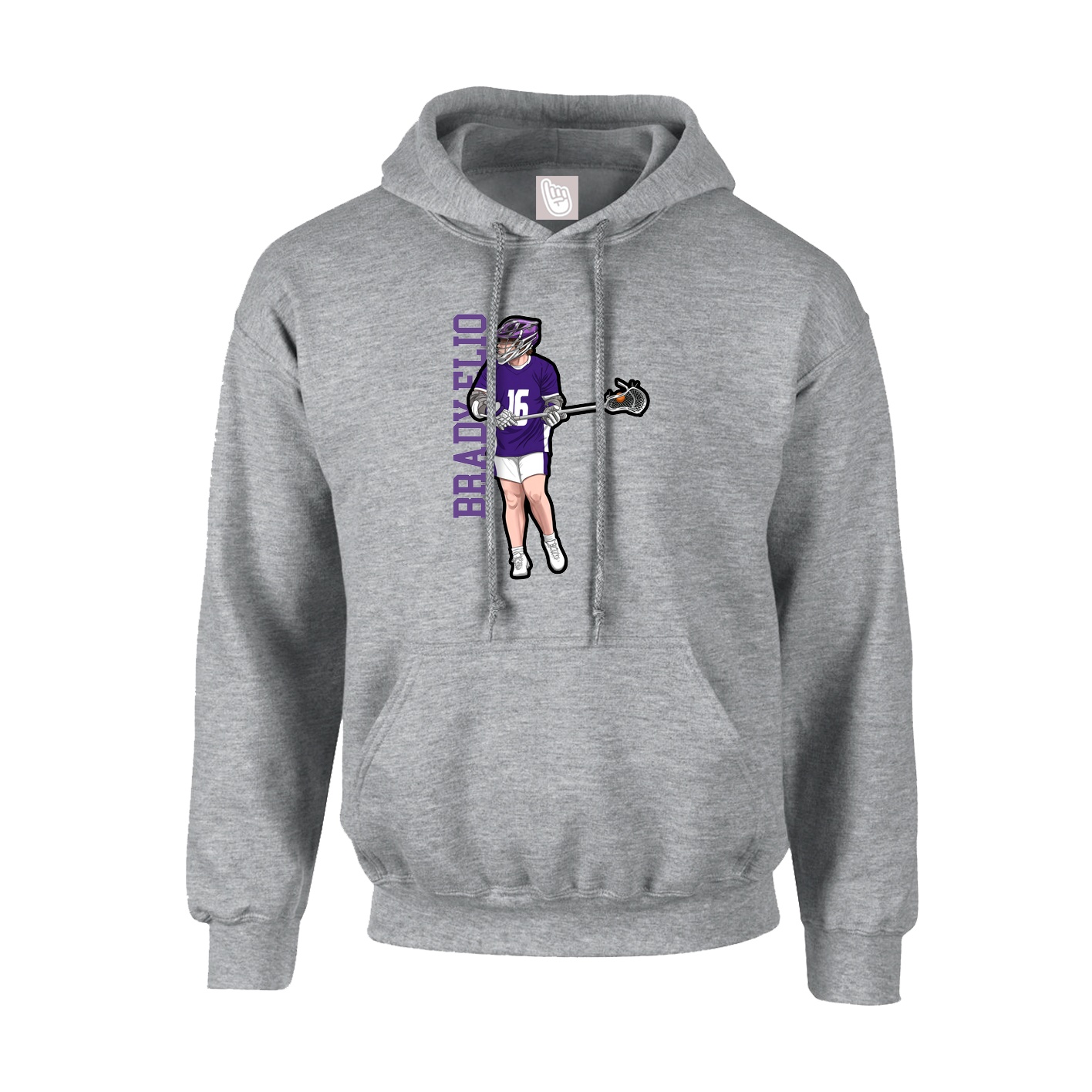 Hoodie — Name Vertical in Grey