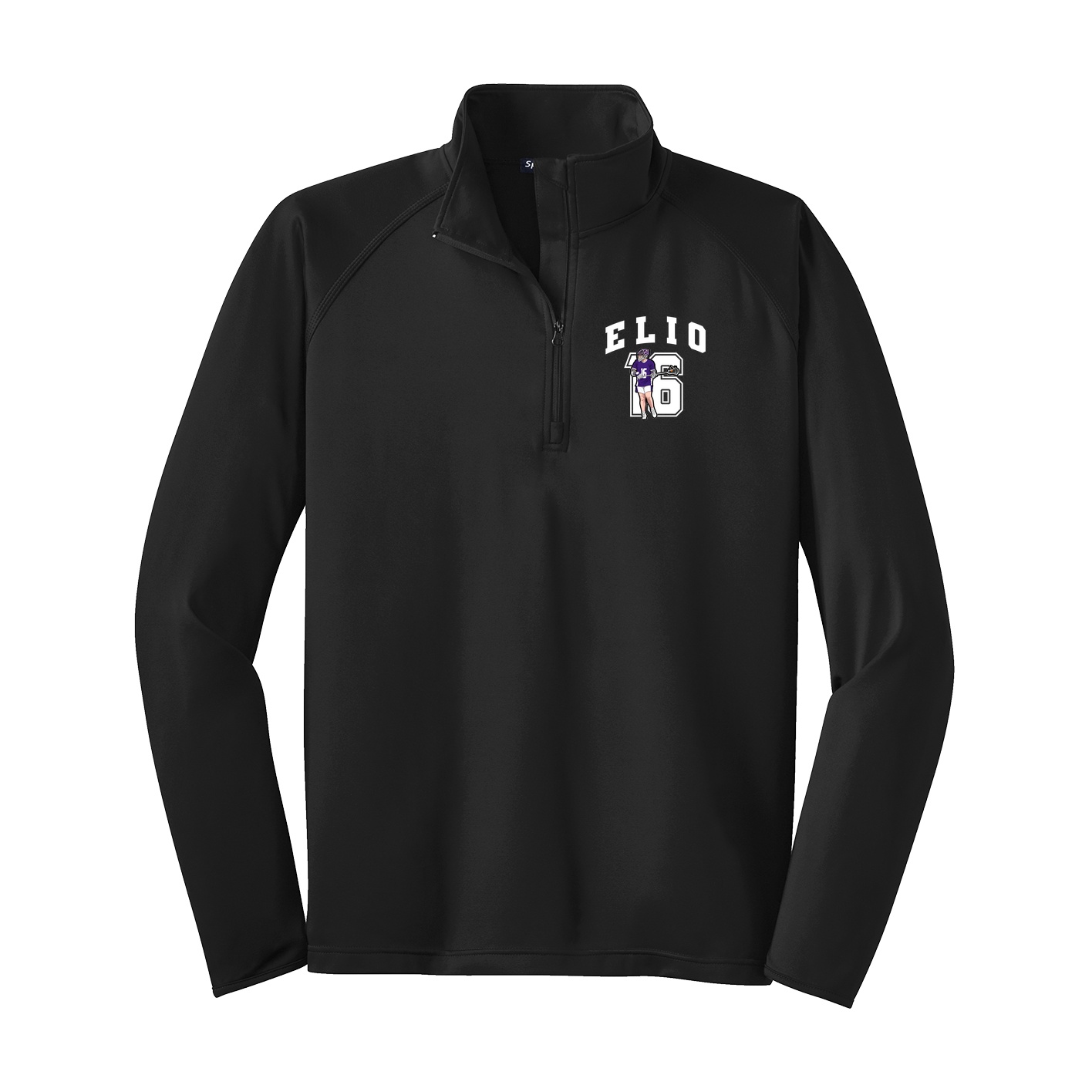 Q-Zip Pullover — Number in Black