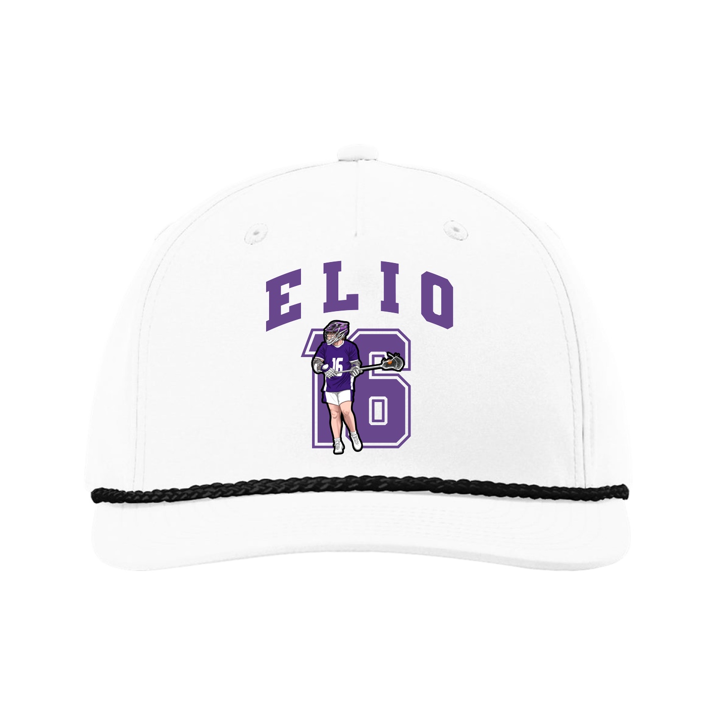 Five-Panel Classic Rope Cap — Number in White