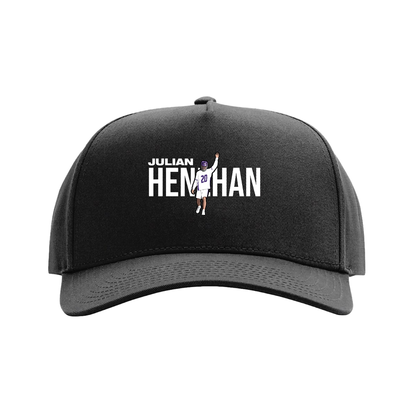 Full Fabric Five-Panel Champ Cap — Player Name in Black