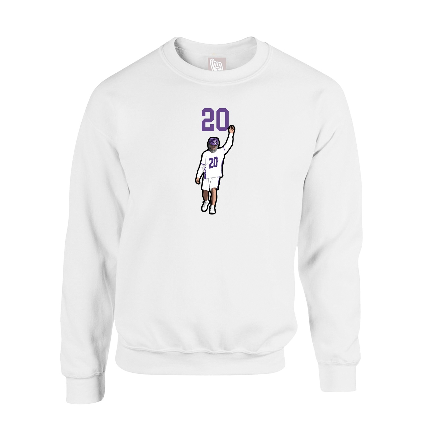 Fleece Crew — Number Top in White