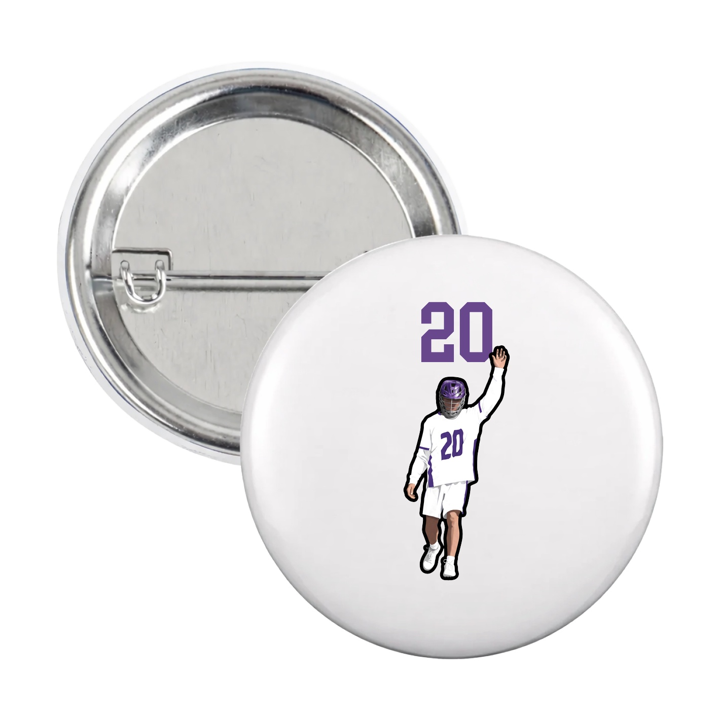 Game Day Button — Number Top in White