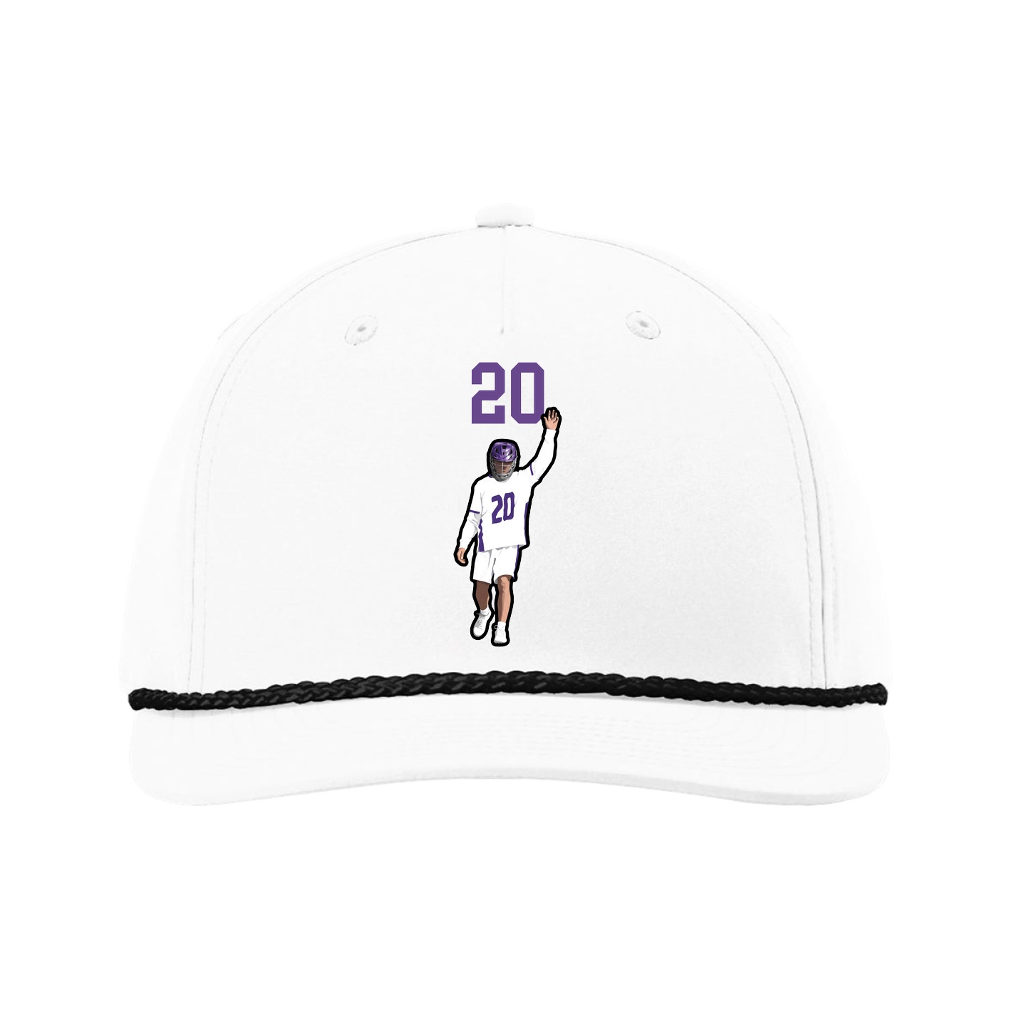 Five-Panel Classic Rope Cap — Number Top in White
