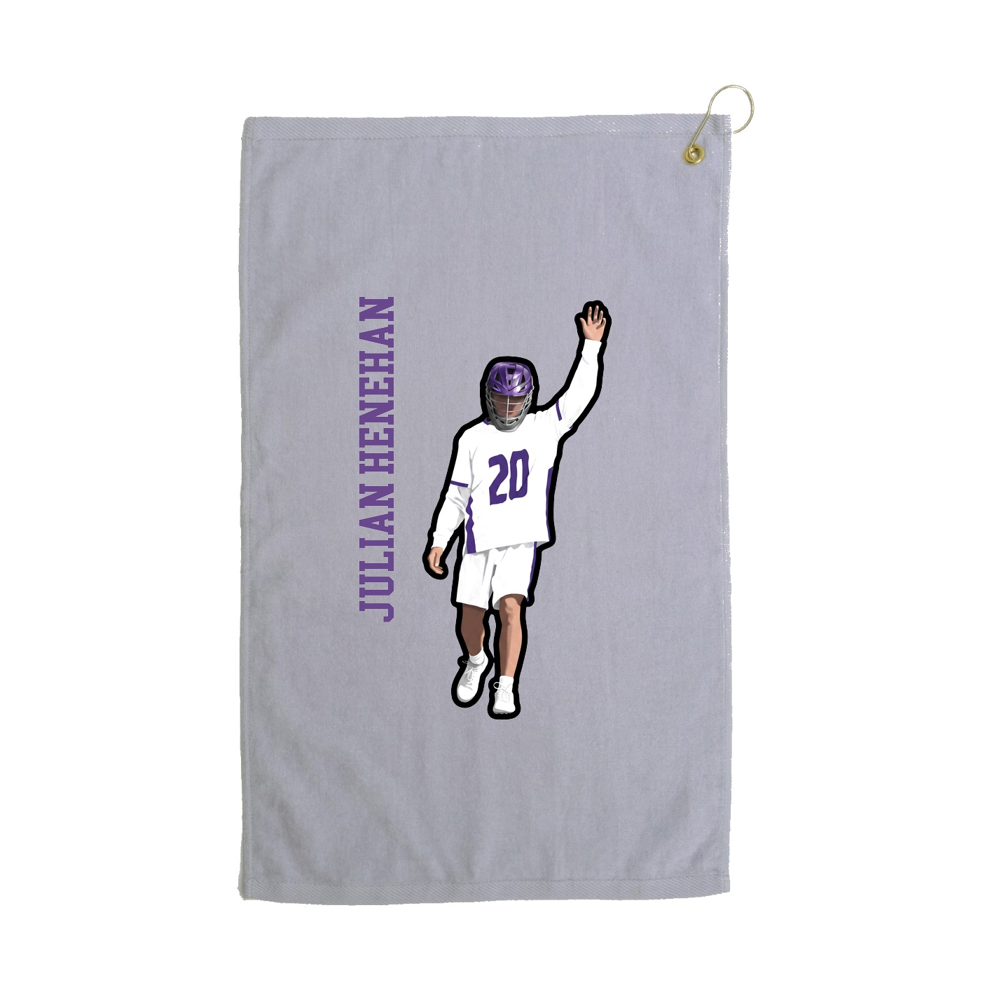 Golf Towel — Name Vertical in Grey