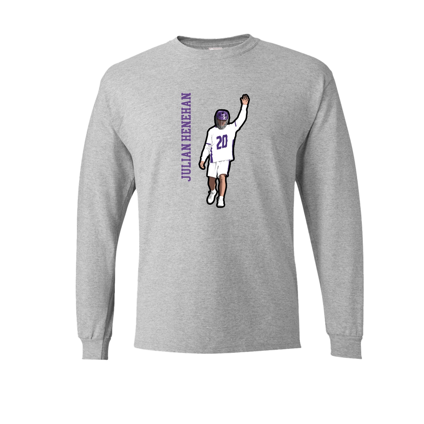 Long Sleeve Tee — Name Vertical in Grey