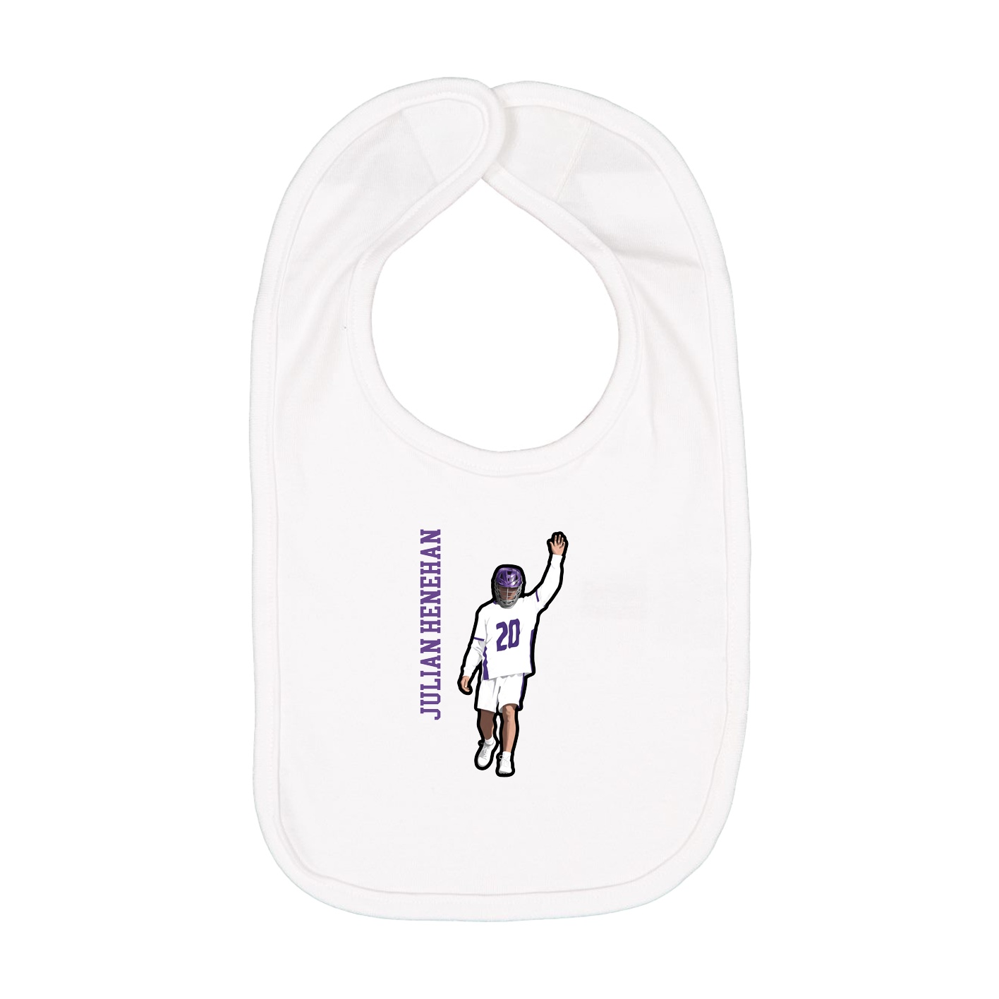 Infant Bib — Name Vertical in White
