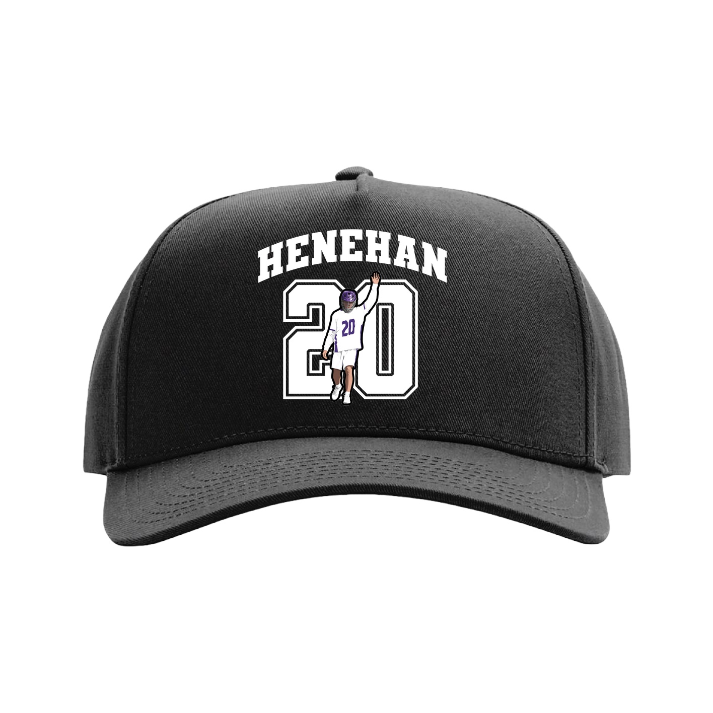 Full Fabric Five-Panel Champ Cap — Number in Black