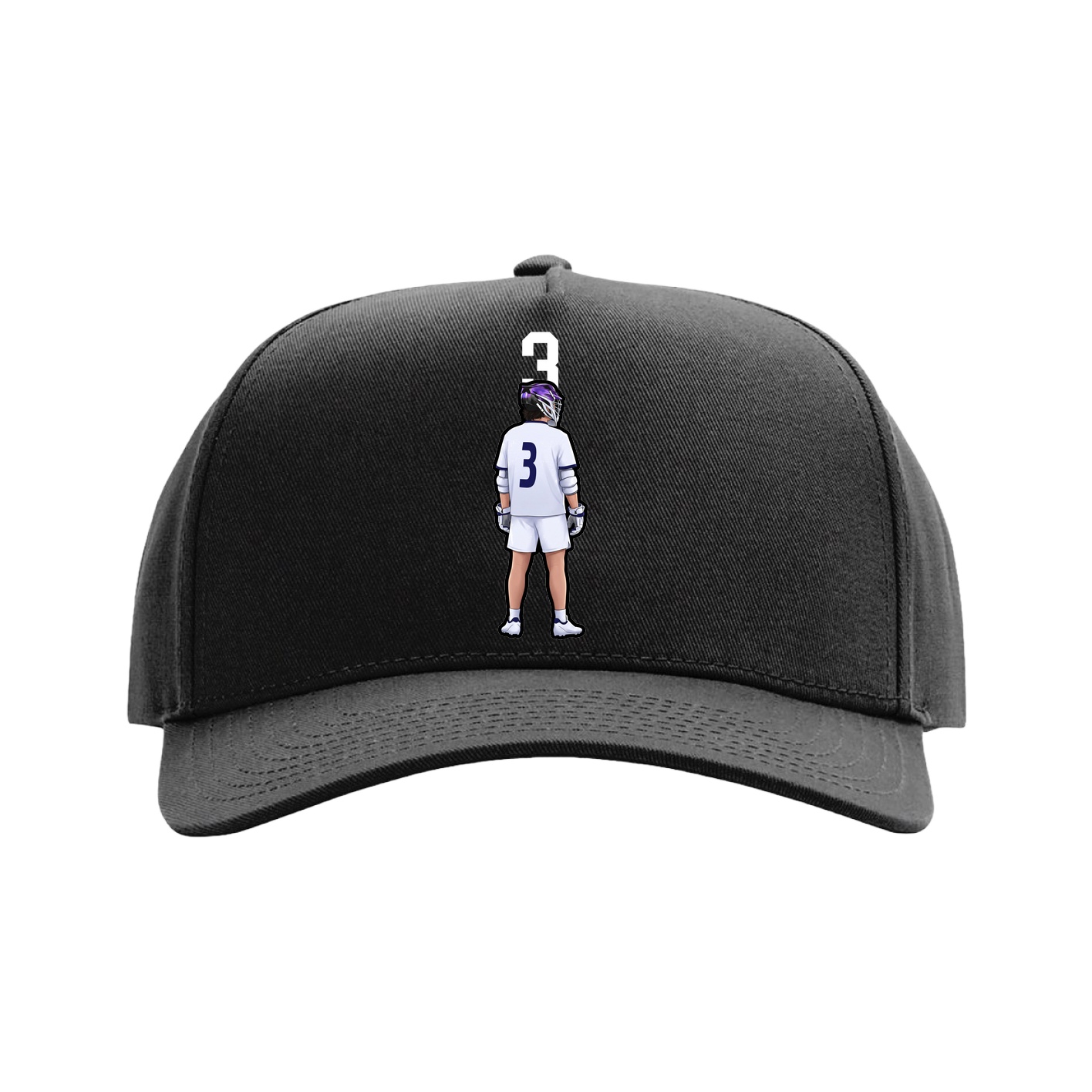 Full Fabric Five-Panel Champ Cap — Number Top in Black