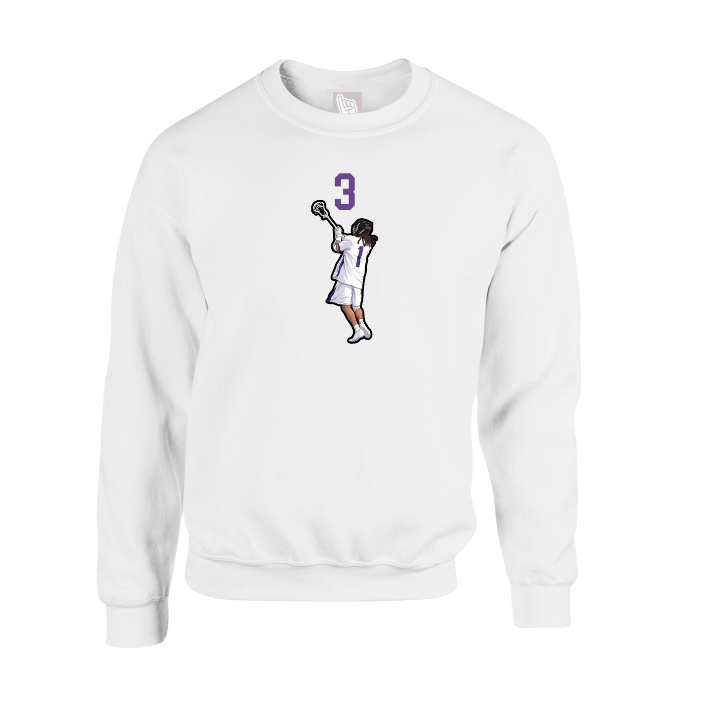 Fleece Crew — Number Top in White