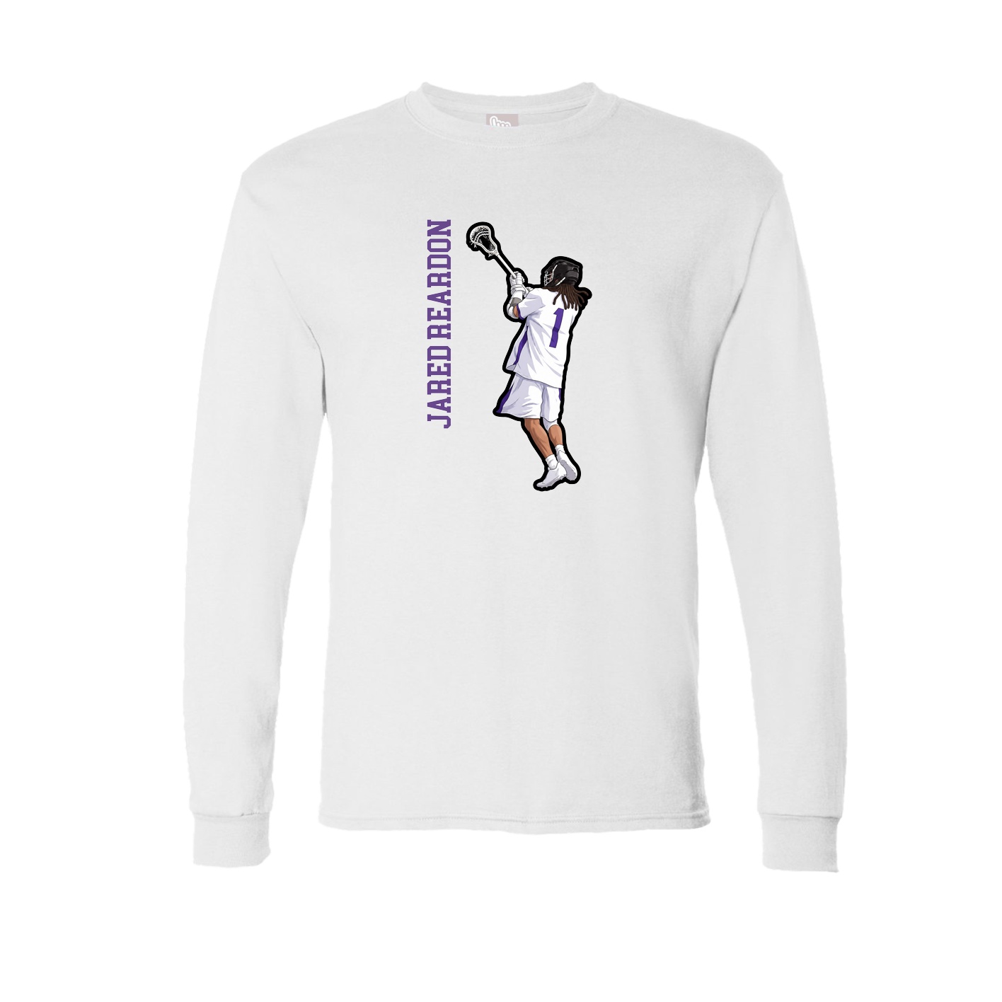 Long Sleeve Tee — Name Vertical in White