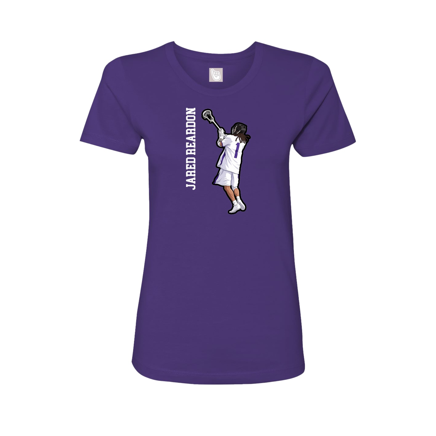 Fitted Women's Tee — Name Vertical in Purple