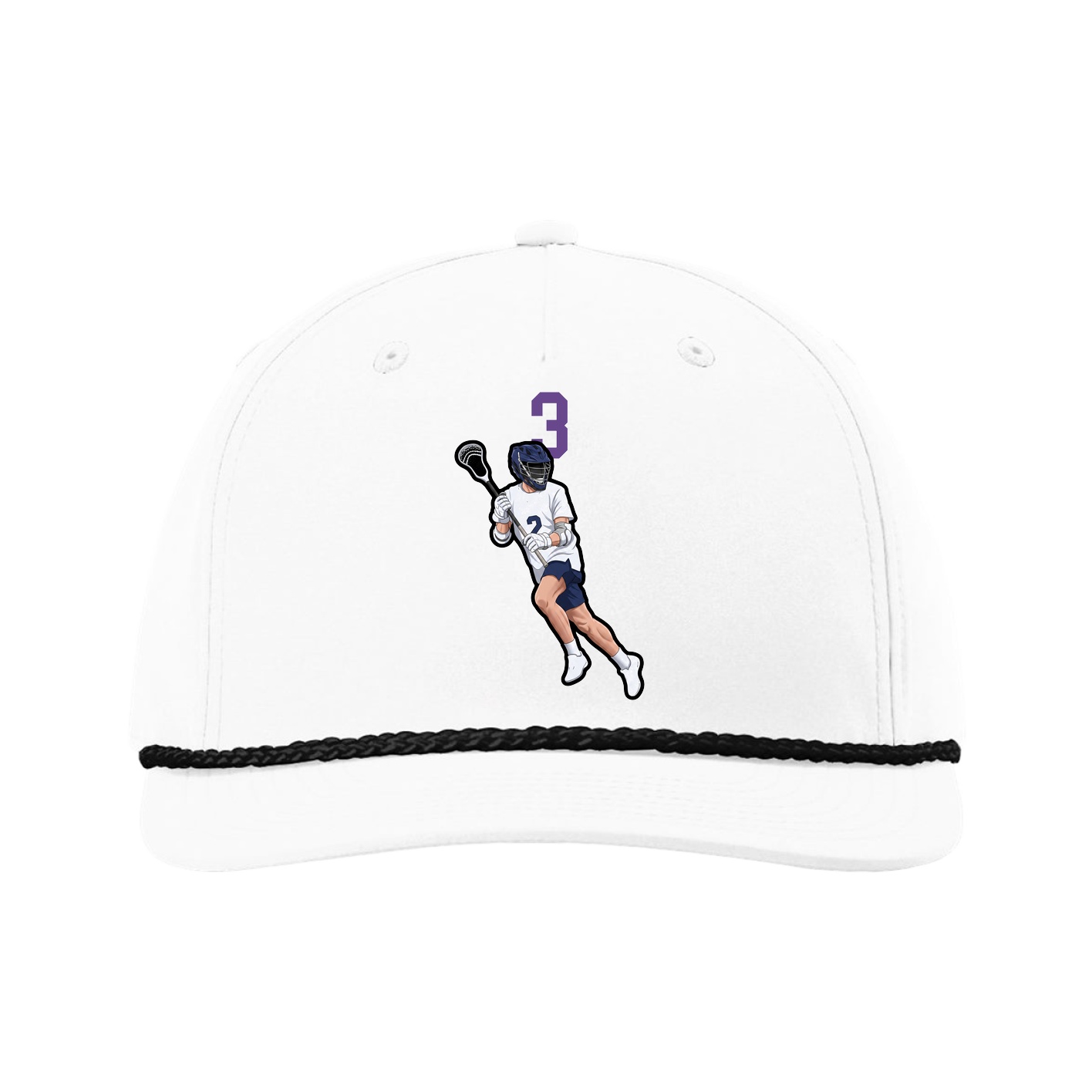 Five-Panel Classic Rope Cap — Number Top in White