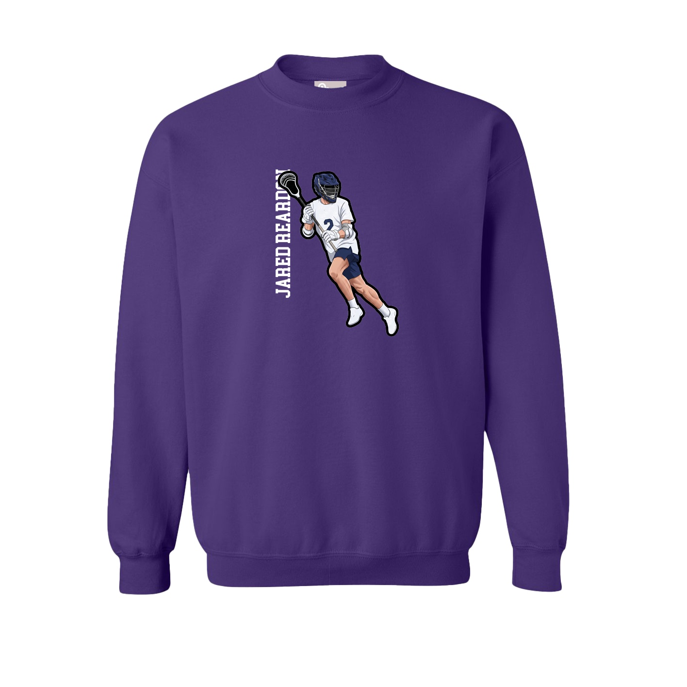 Fleece Crew — Name Vertical in Purple
