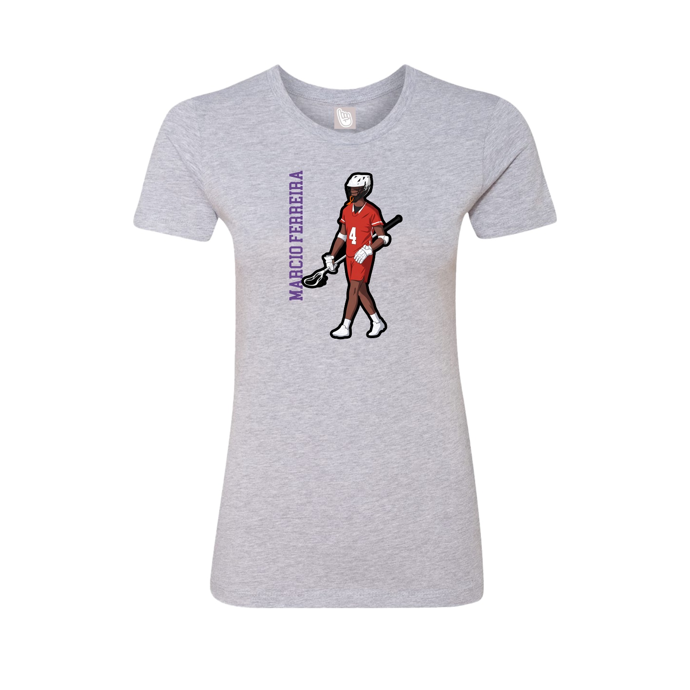Fitted Women's Tee — Name Vertical in Grey