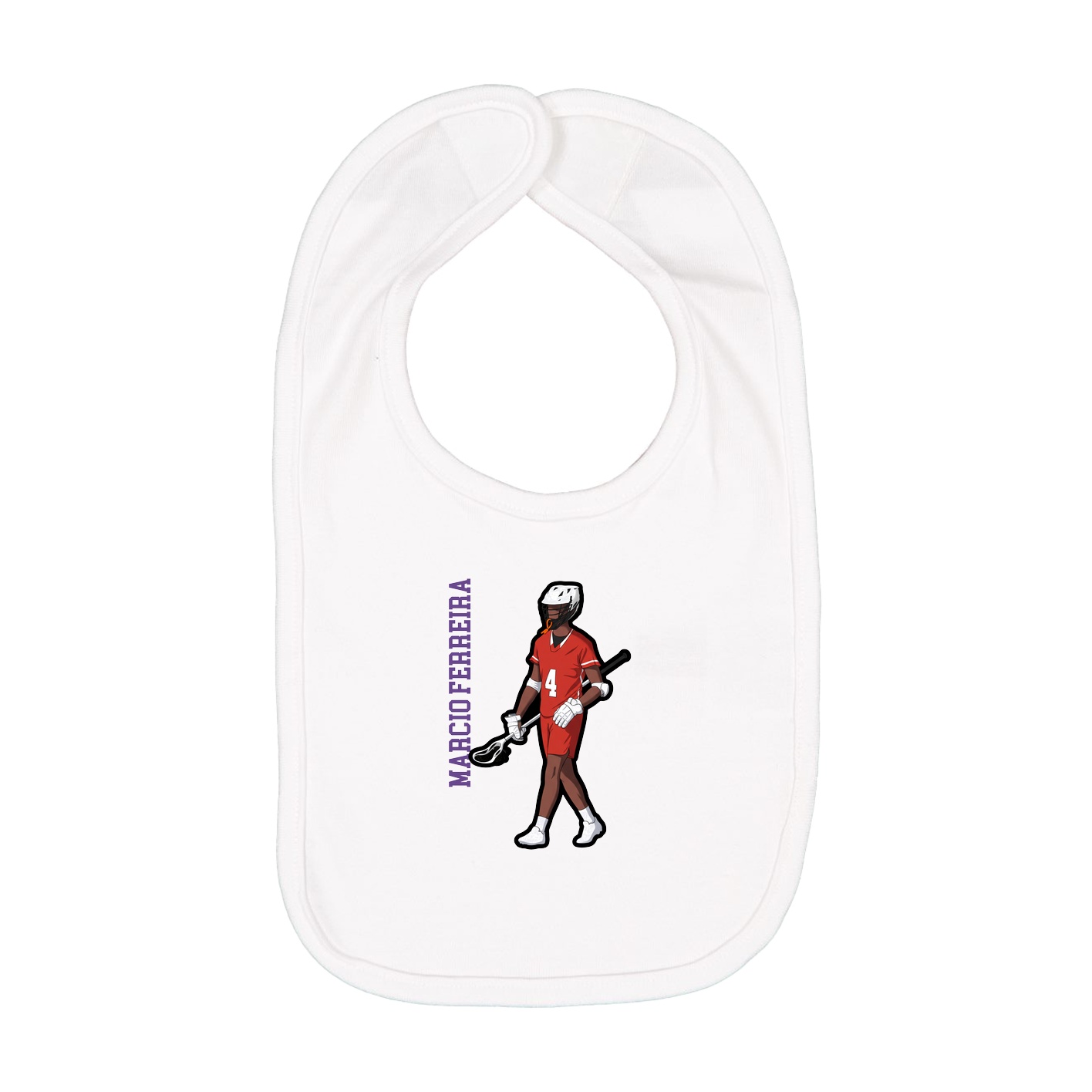 Infant Bib — Name Vertical in White