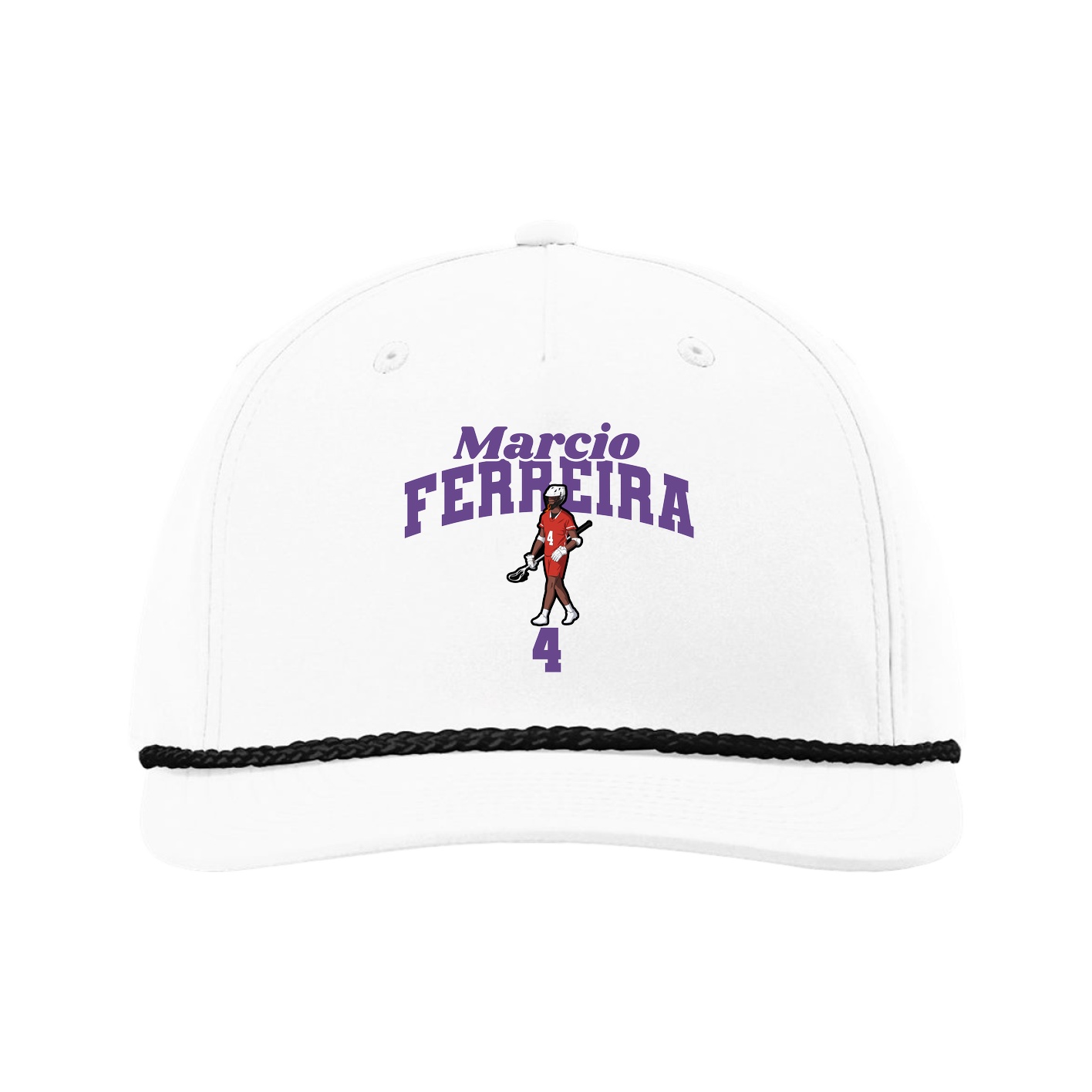 Five-Panel Classic Rope Cap — Signature Arch in White