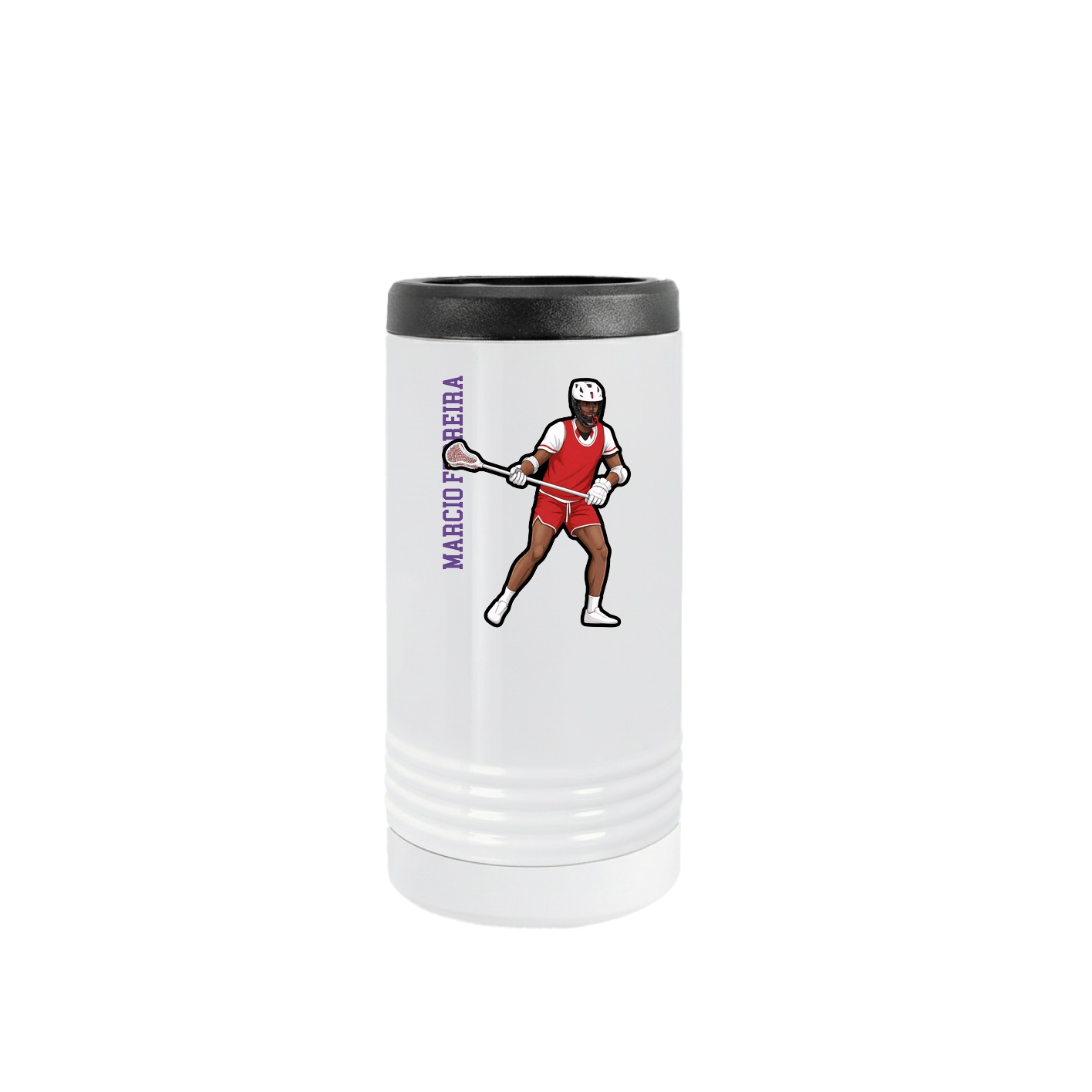 Slim Beverage Holder — Name Vertical in White