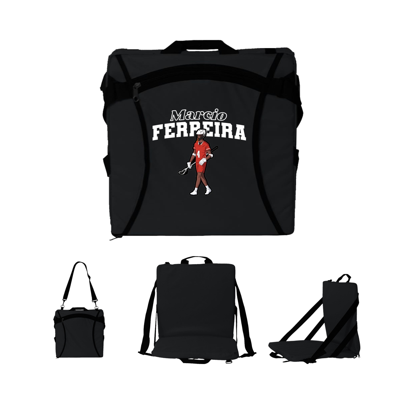 Folding Stadium Seat — Name Arch in Black