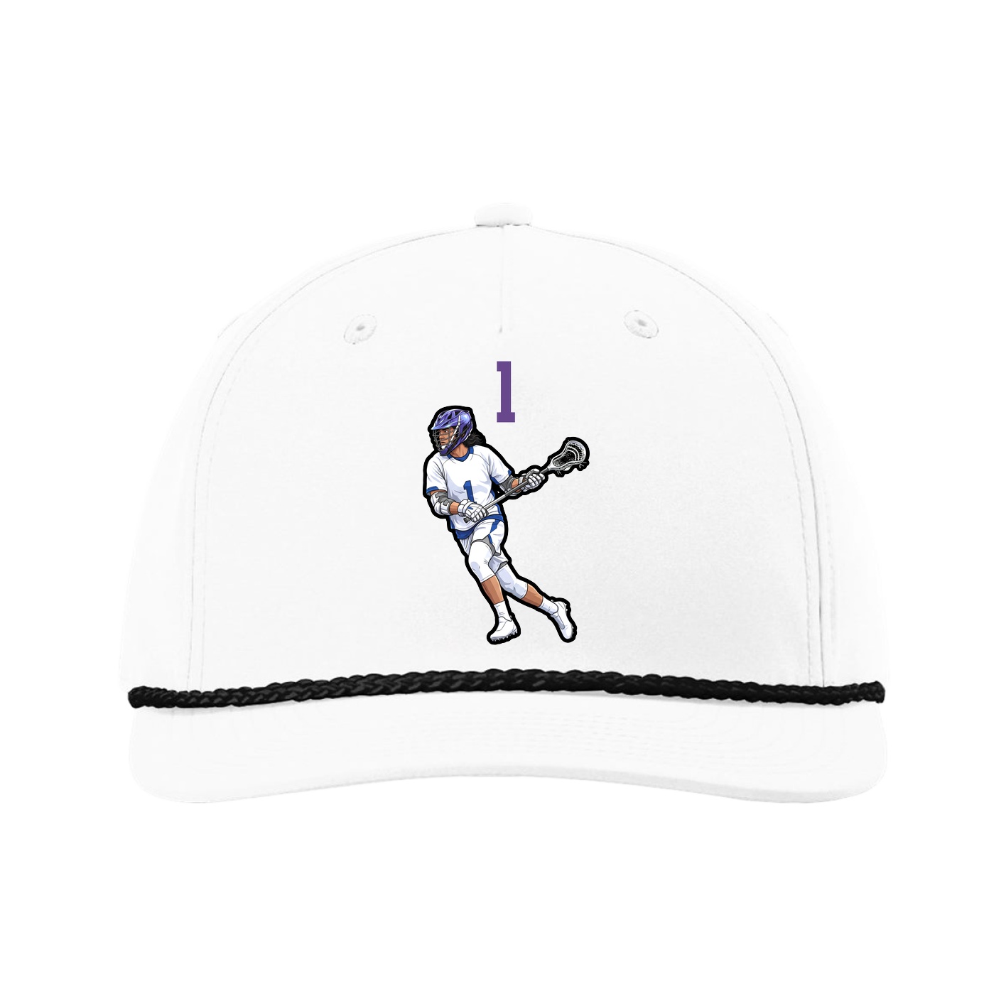 Five-Panel Classic Rope Cap — Number Top in White