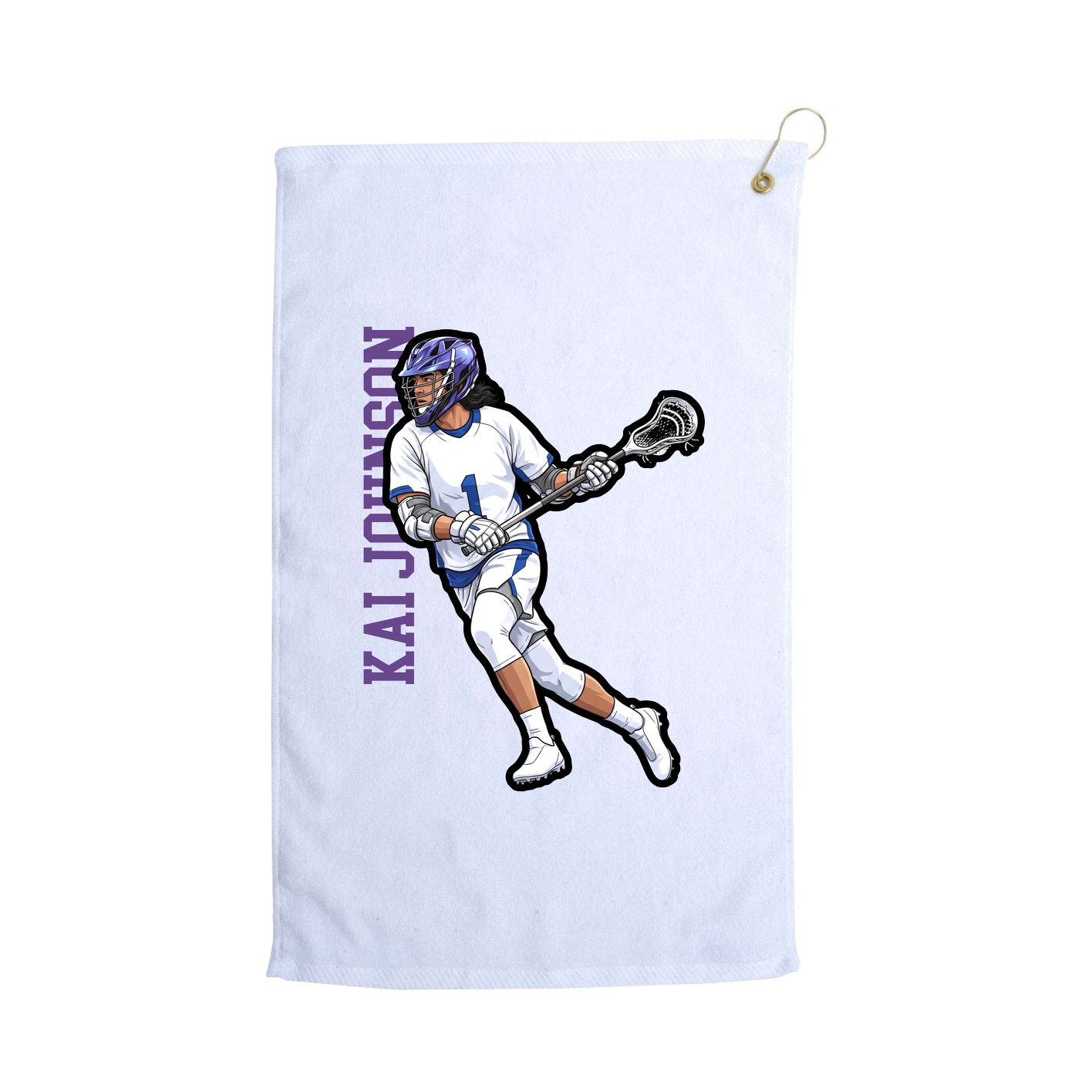 Golf Towel — Name Vertical in White