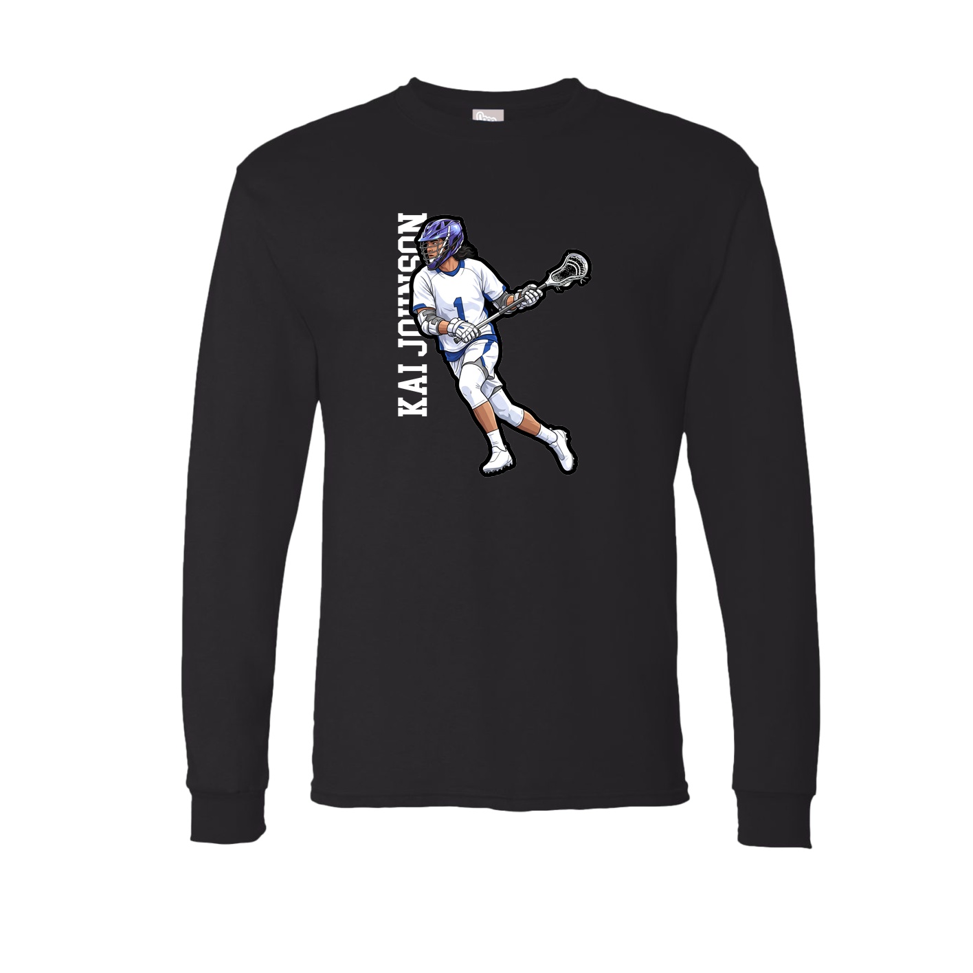 Long Sleeve Tee — Name Vertical in Black