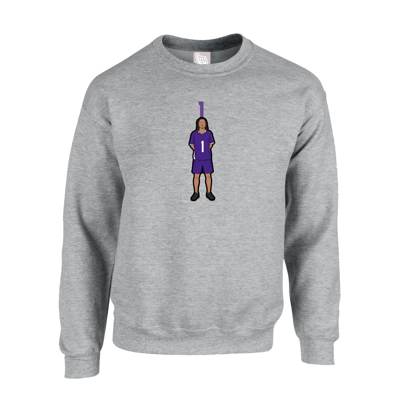 Fleece Crew — Number Top in Grey