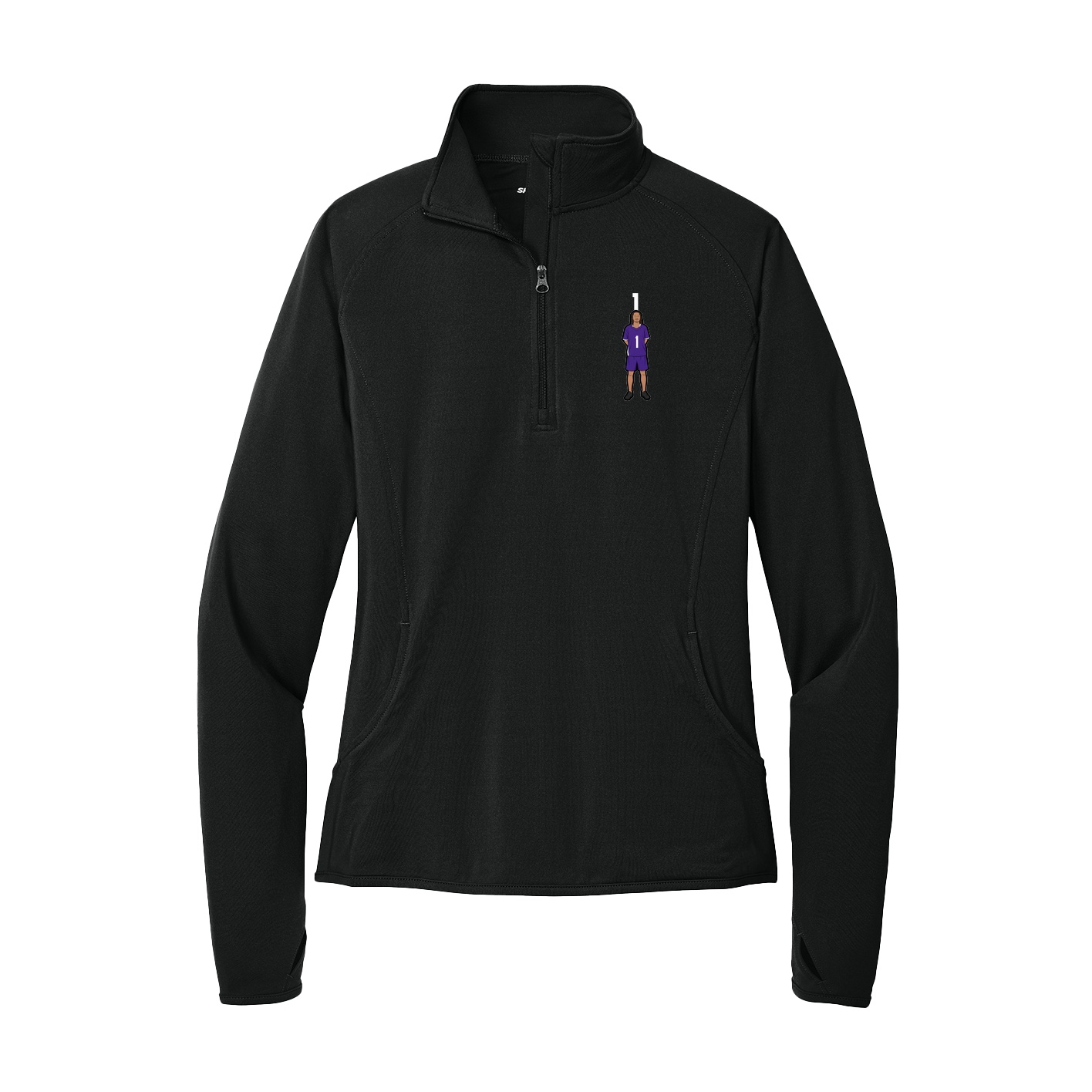 Women's Q-Zip Pullover — Number Top in Black