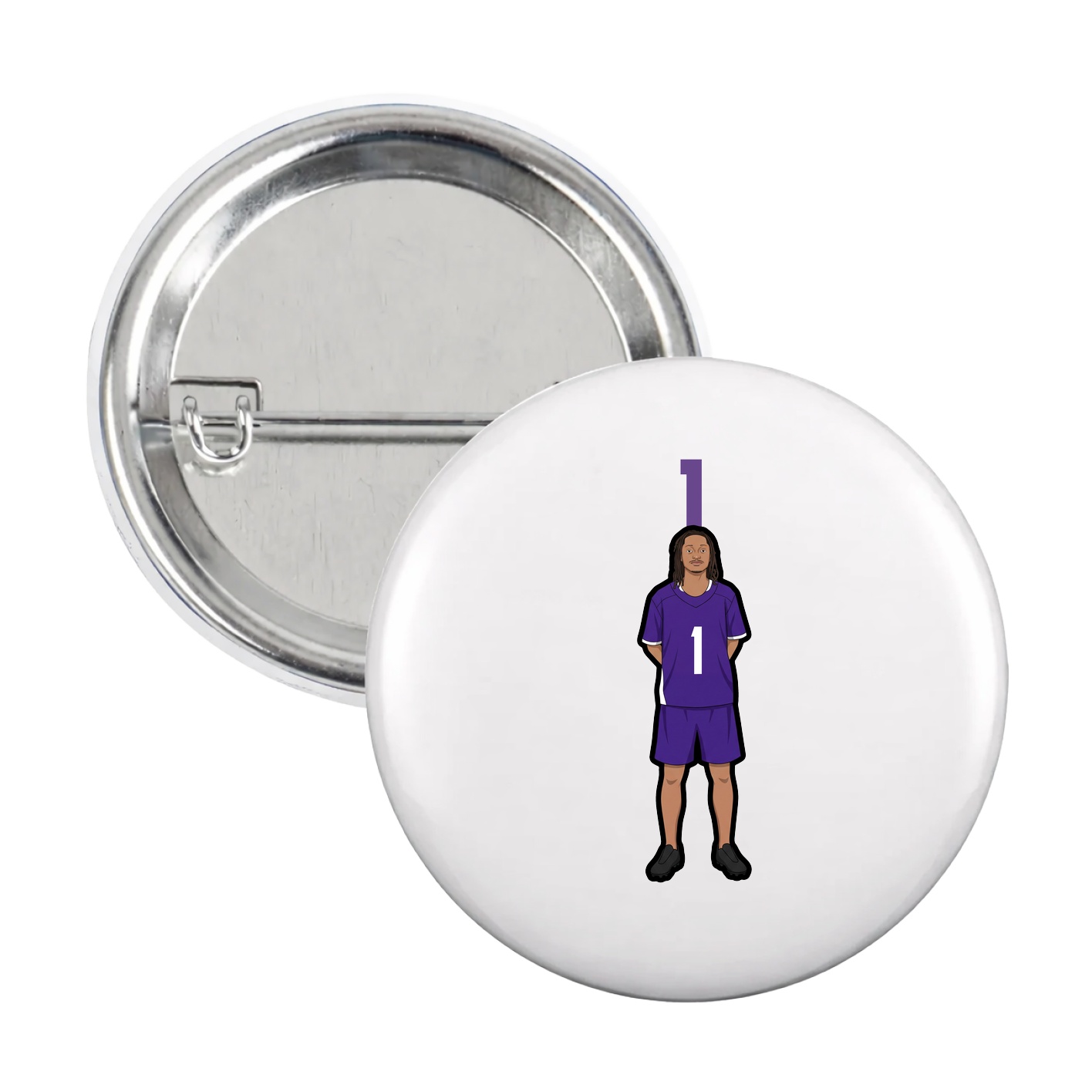 Game Day Button — Number Top in White