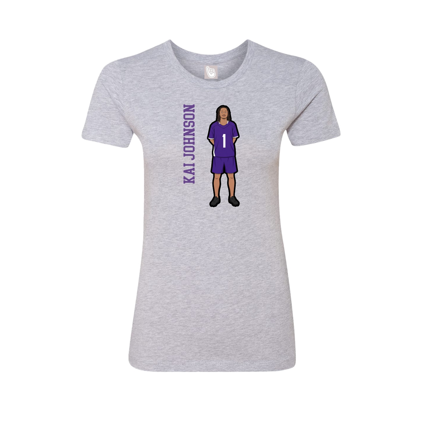 Fitted Women's Tee — Name Vertical in Grey
